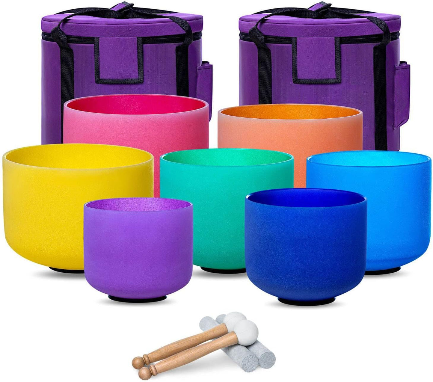 432hz Quartz Crystal Singing Bowls Set for Healing Meditation