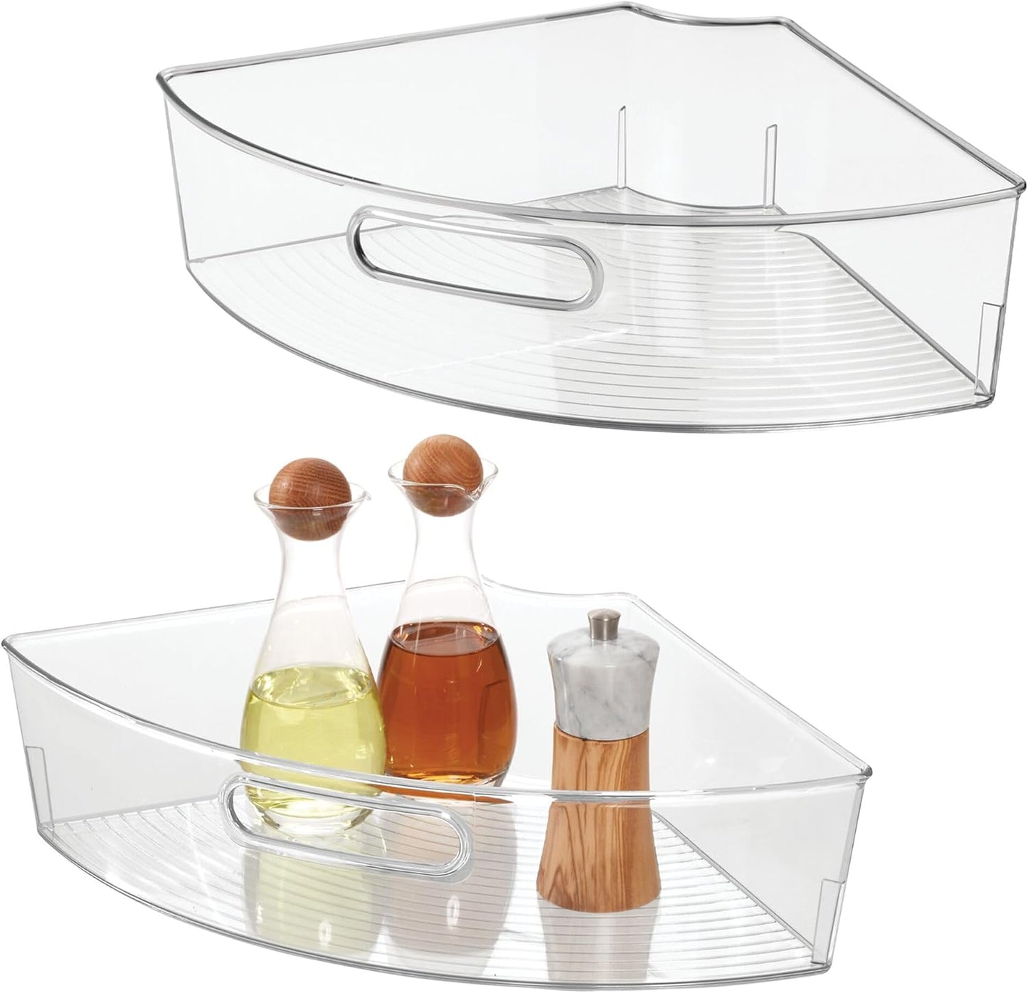 iDesign Lazy Susan Wedge Organizer Bins for Corner Cabinets