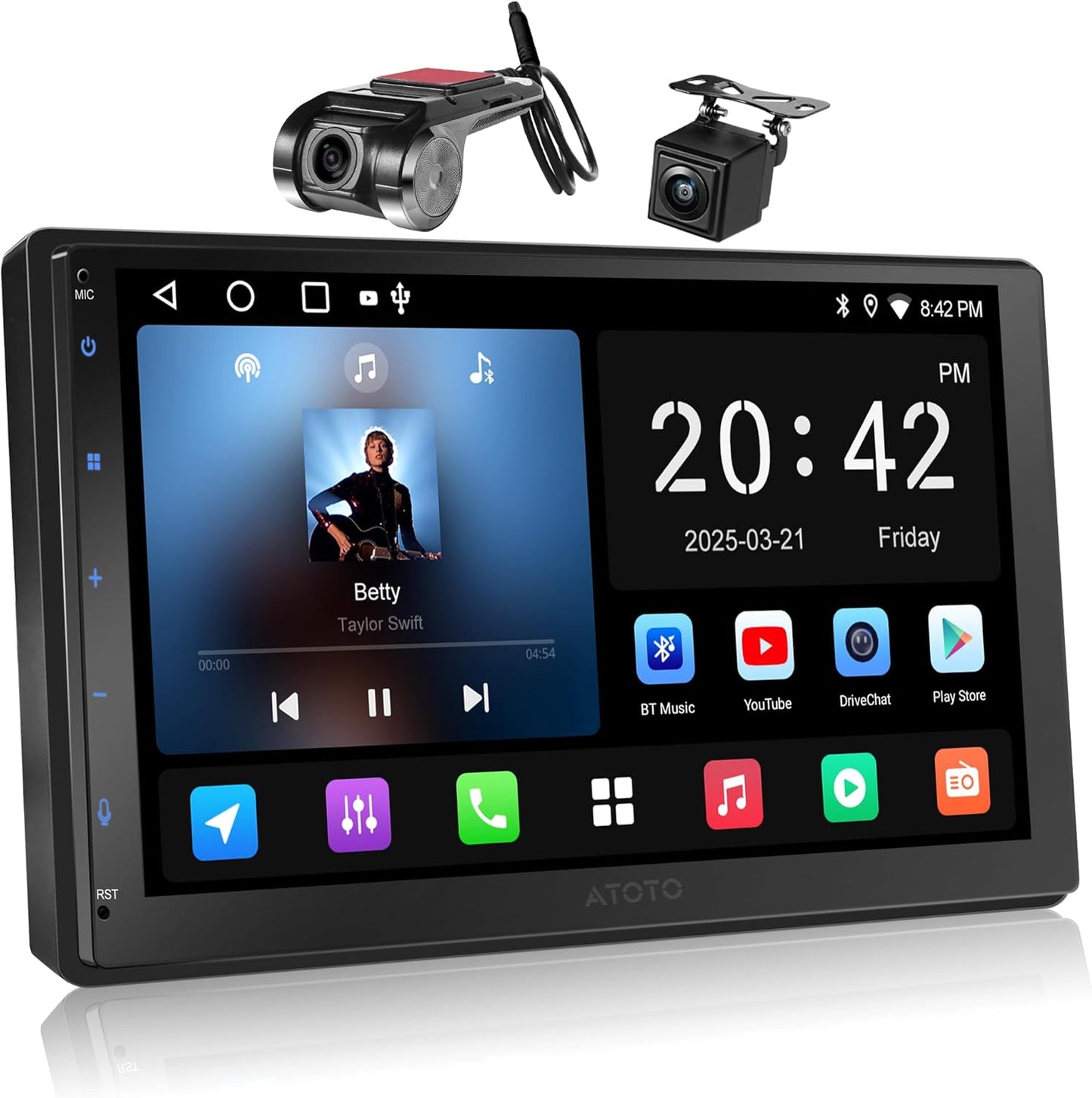 A5L Android Double Din Car Stereo with Backup Camera & DVR