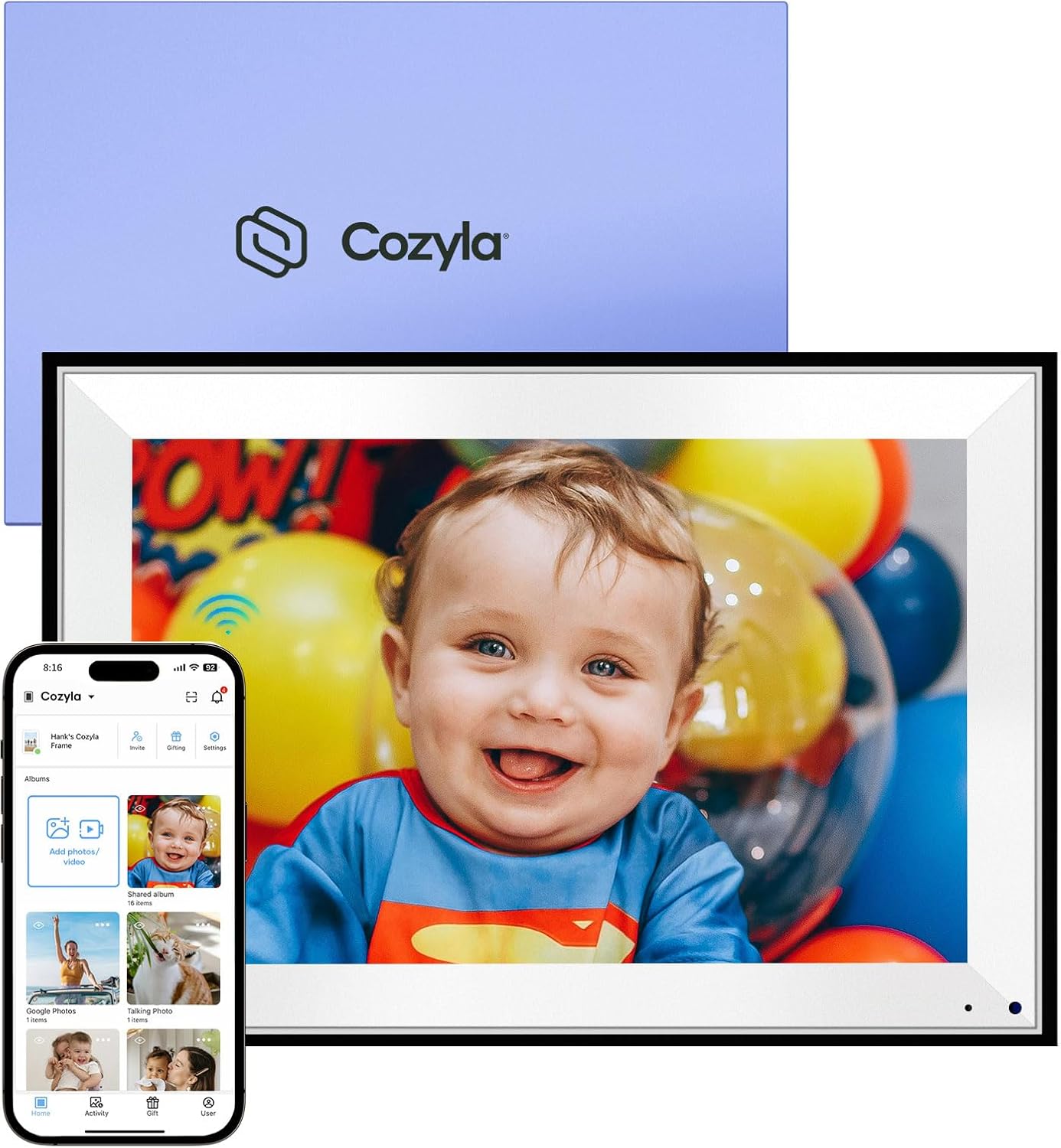 Cozyla 10.1ft' WiFi Digital Picture Frame with Unlimited Storage