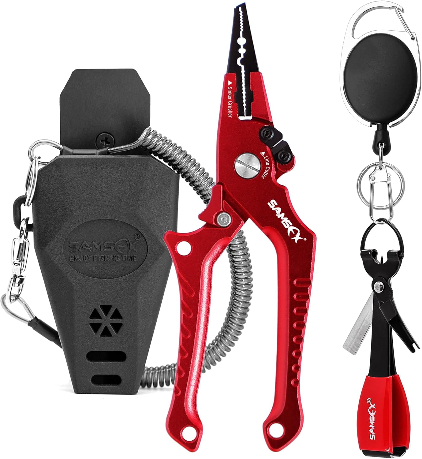 SAMSFX Aluminum Fishing Pliers: Multi-Tool with Coiled Lanyard