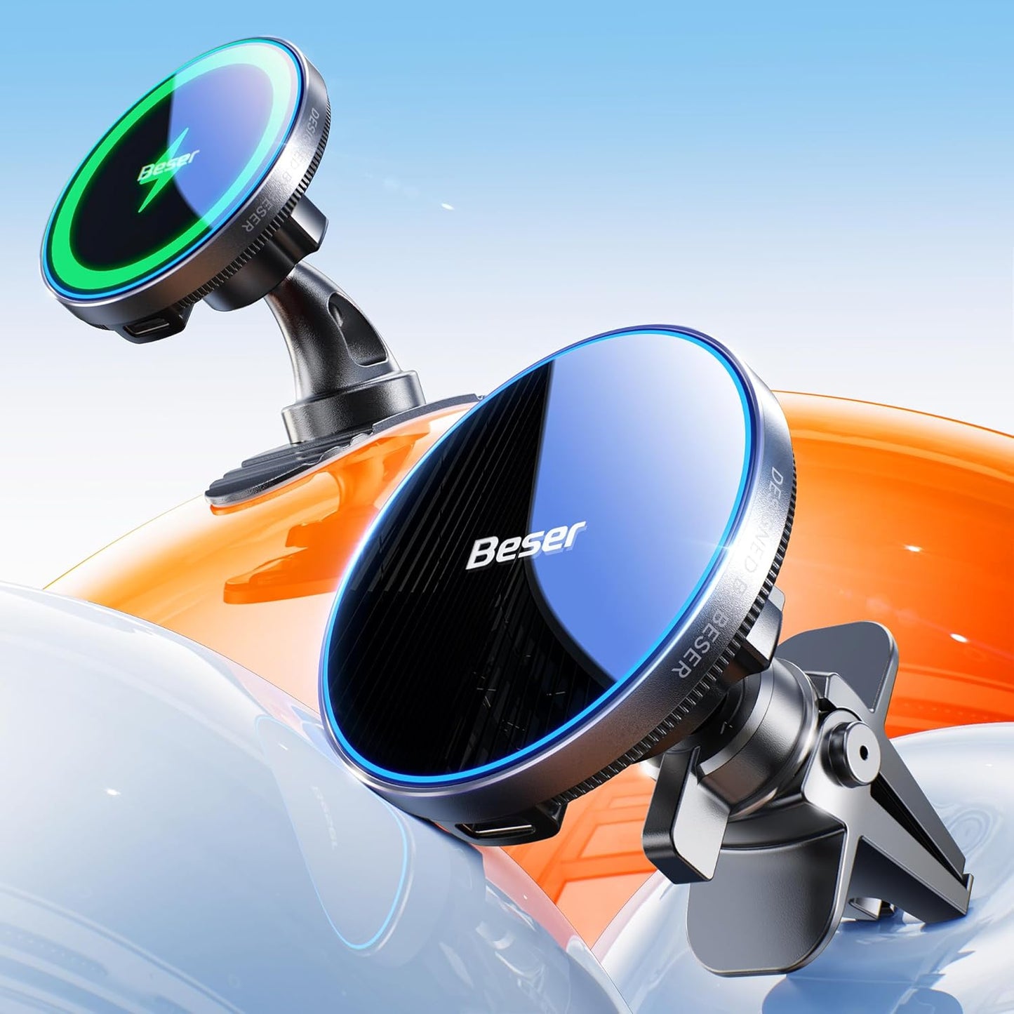 Beser 15W Magnetic Qi Car Mount Charger