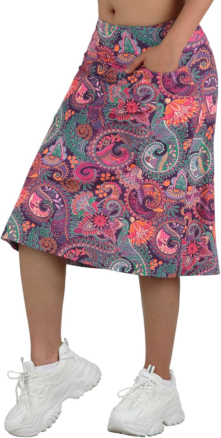 Women's Midi Length Skorts with 3 Pockets for Activewear