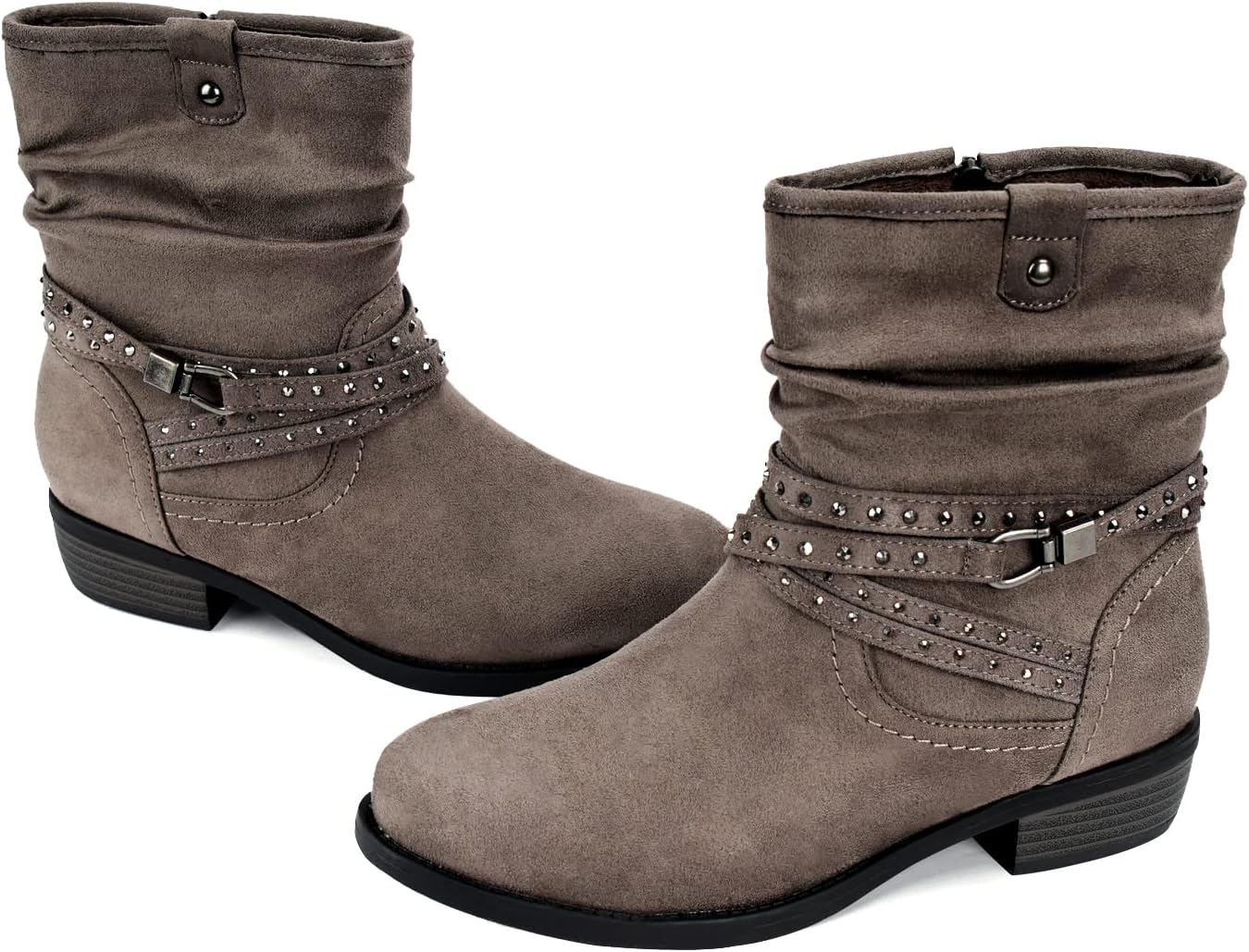 VJH confort Women's Mid Calf Boot: Stylish Slouchy Comfort Bootie