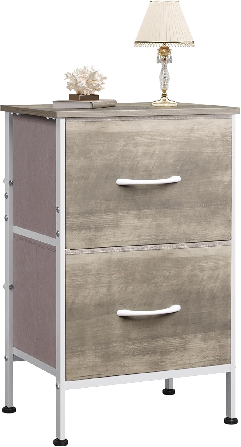 WLIVE Night Stand with 2 Fabric Drawers for Bedroom Storage