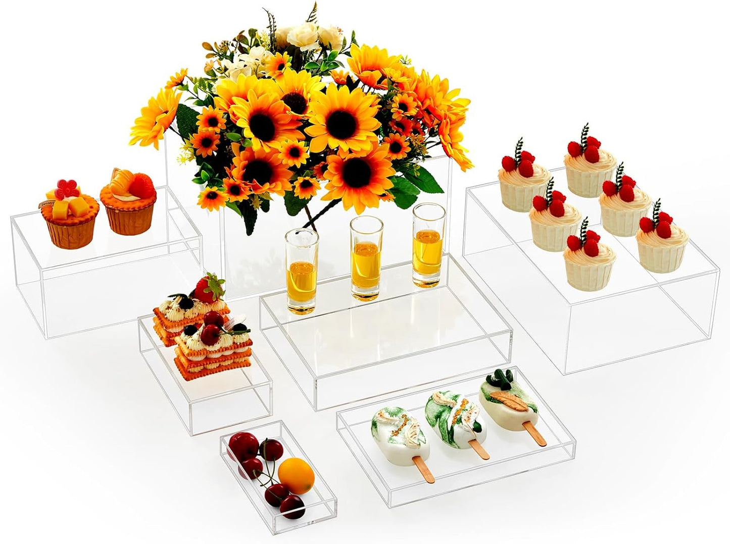 7 Pcs Large Buffet Risers Set for Elegant Food Display