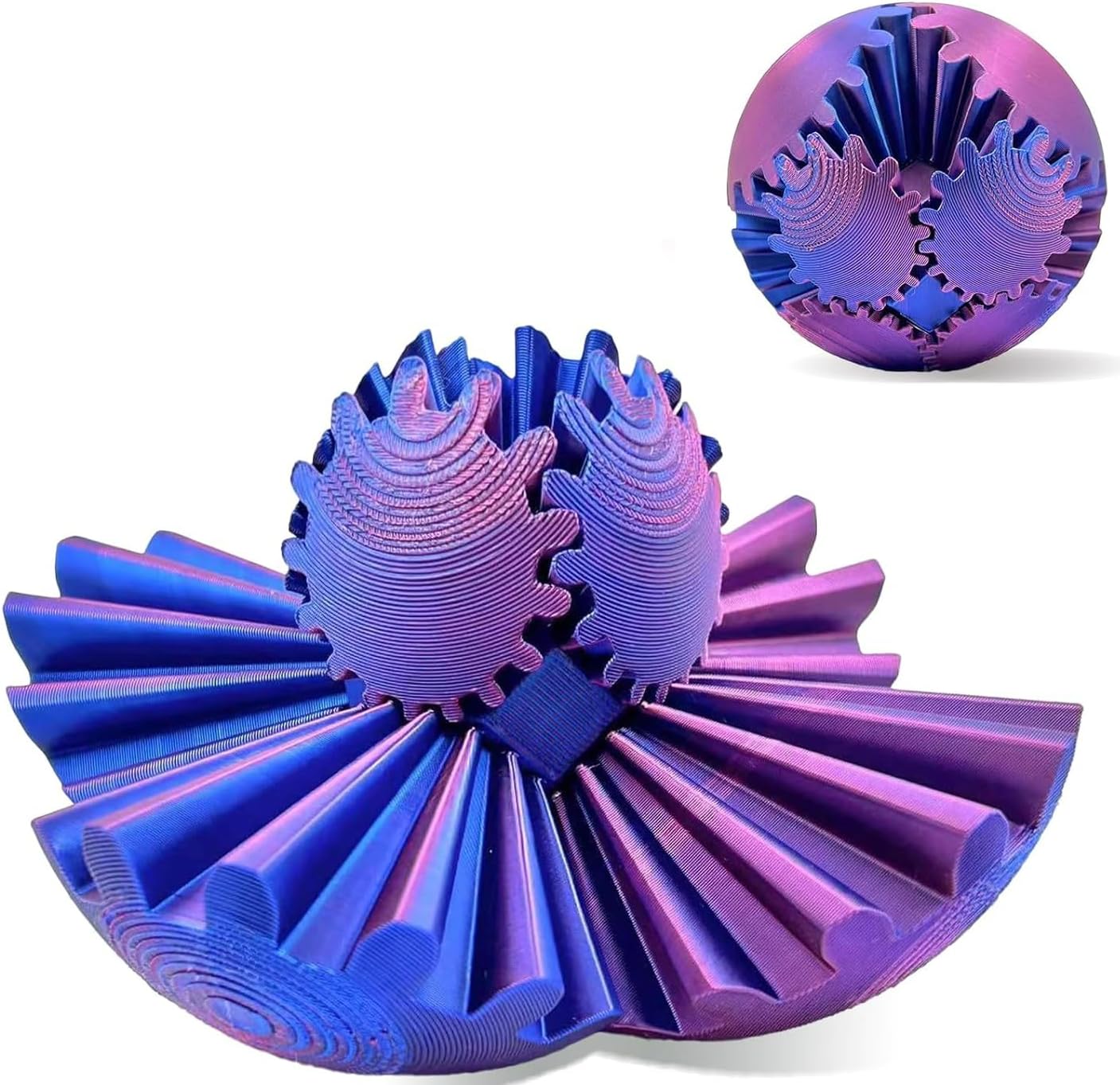 Purple 3D Printed Gear Fidget Ball - Stress Relief!