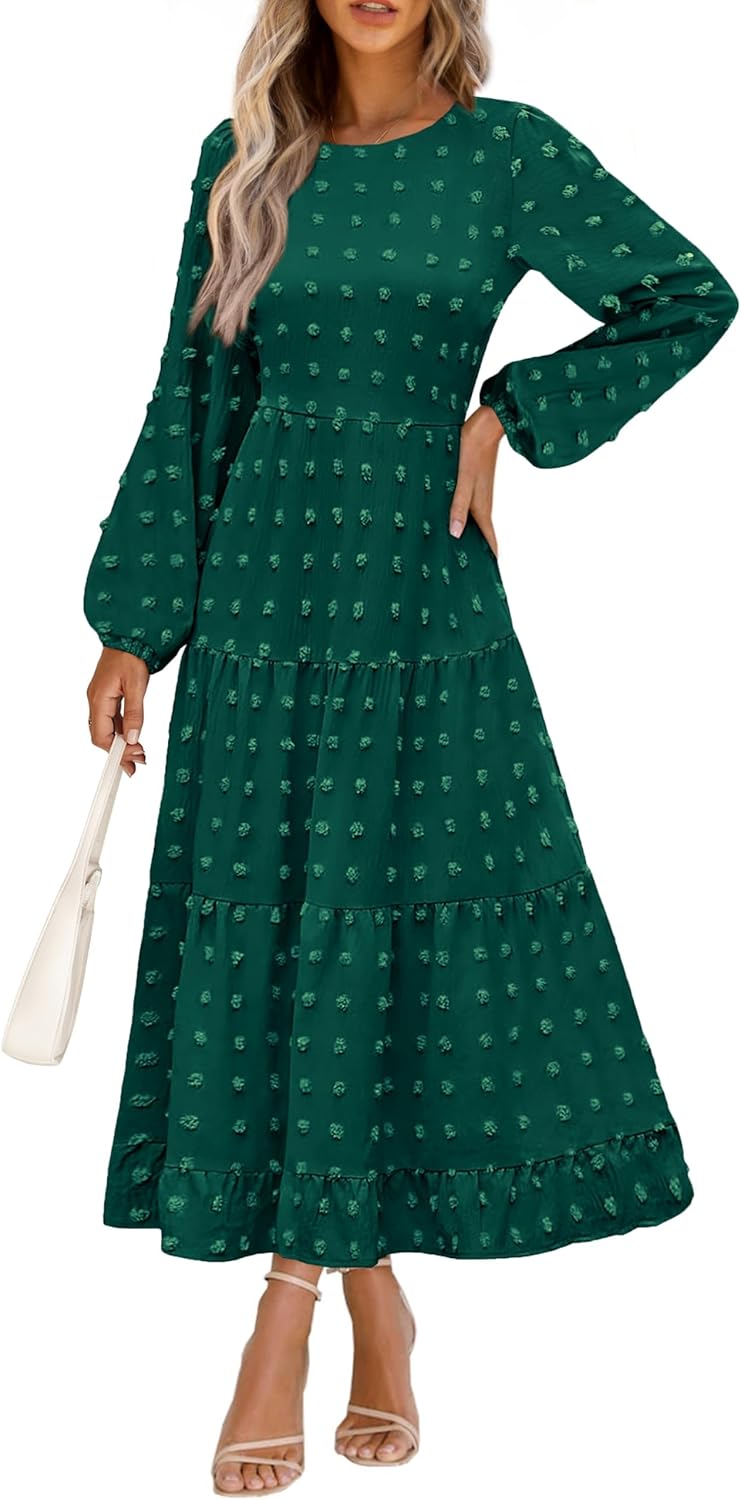 Elegant Long Sleeve Maxi Dress for Women - Flowy A Line Style