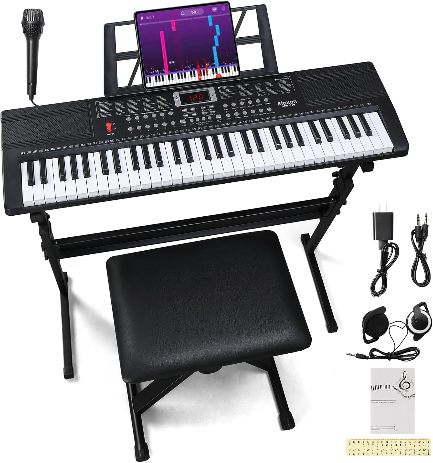 Ktaxon 61 Key Keyboard Piano with Headphones and Microphone Set