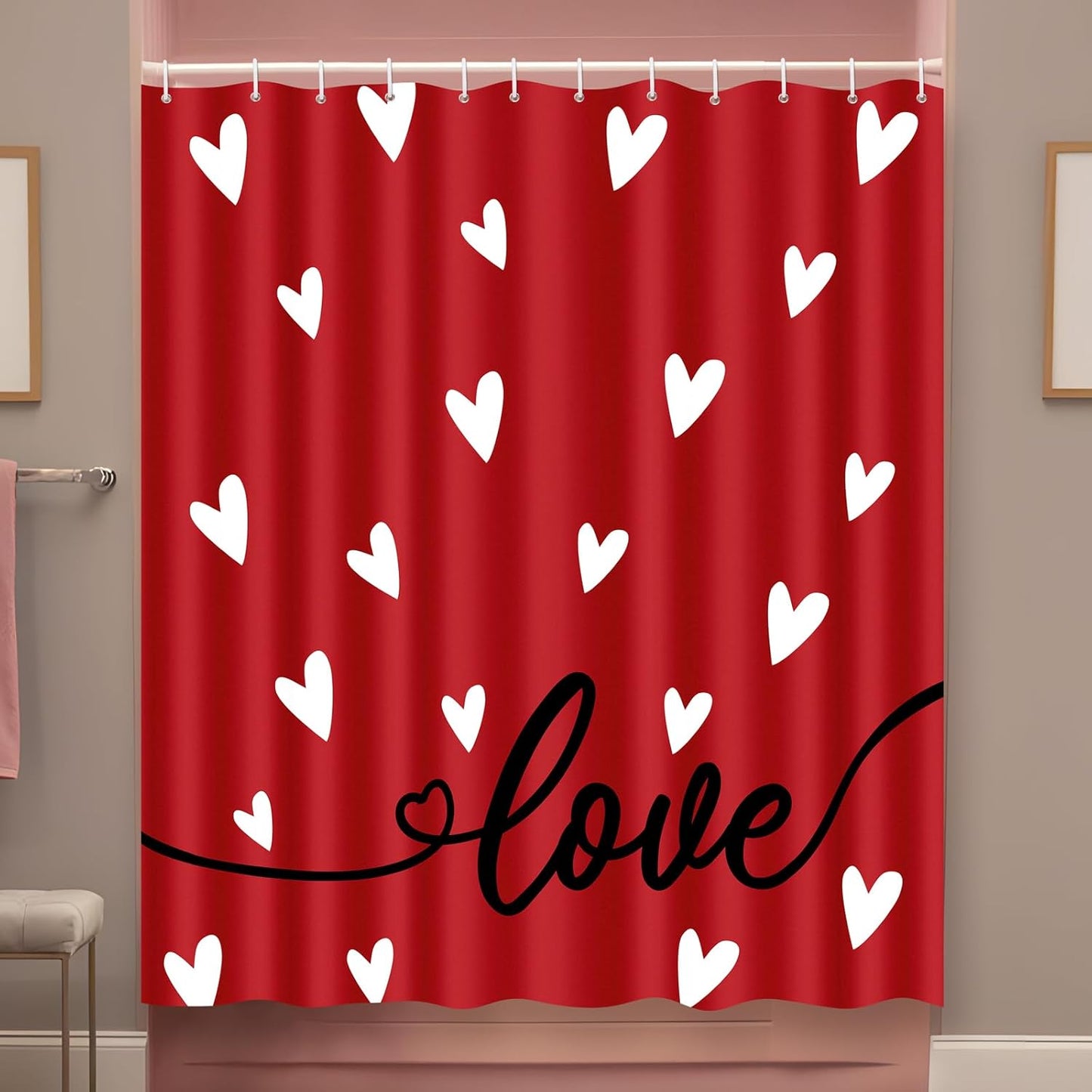 Romantic Red Love Shower Curtain Set