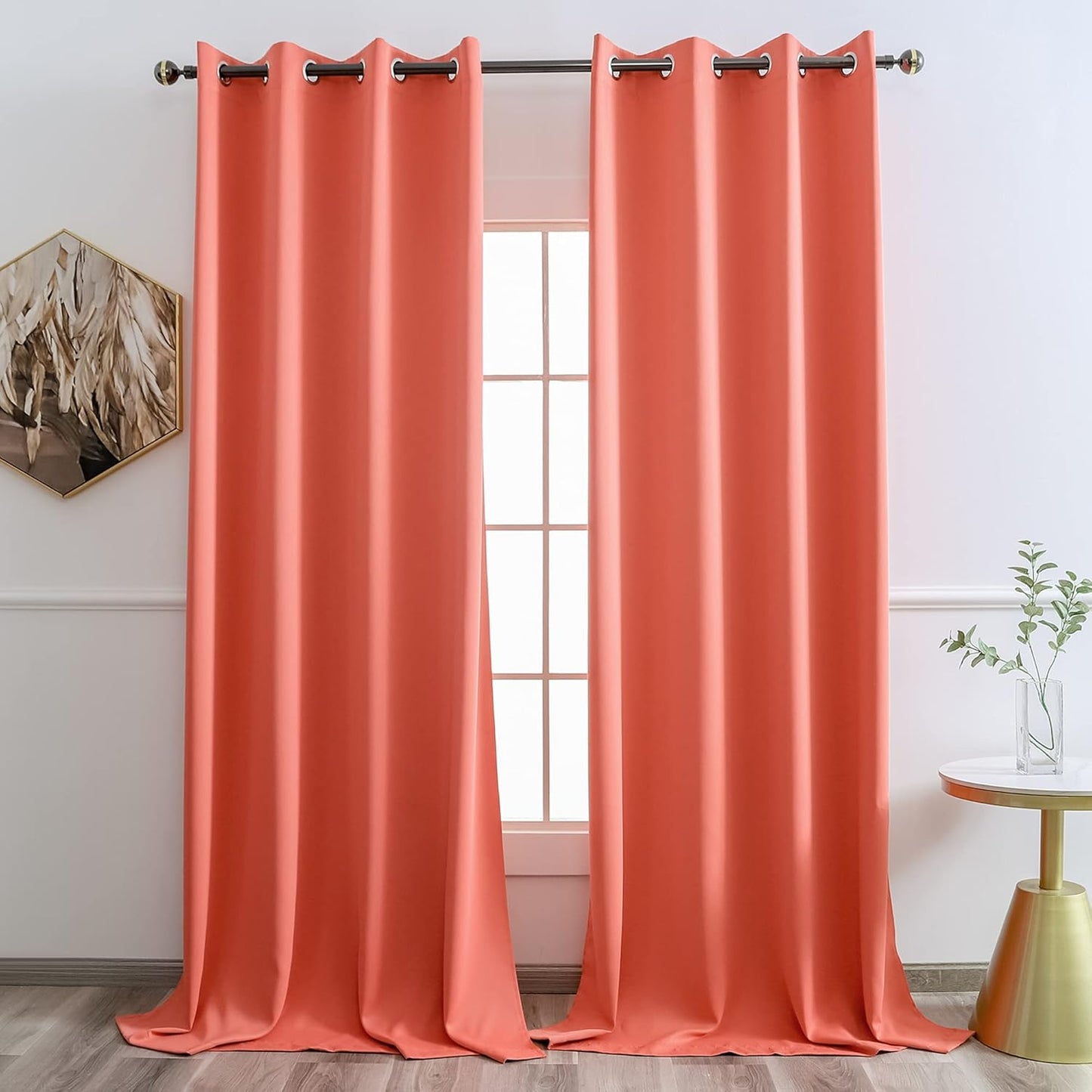 YGO Coral Curtains for Living Room Bedroom Light Blocking Panels