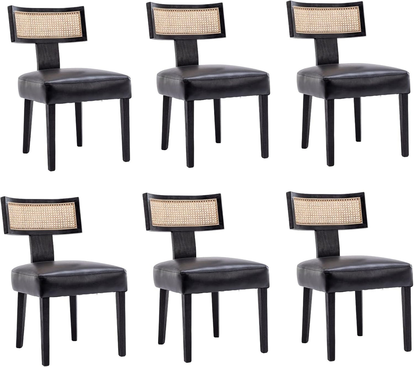 HNY Mid Century Modern Rattan Dining Chairs Set of 6 for Home