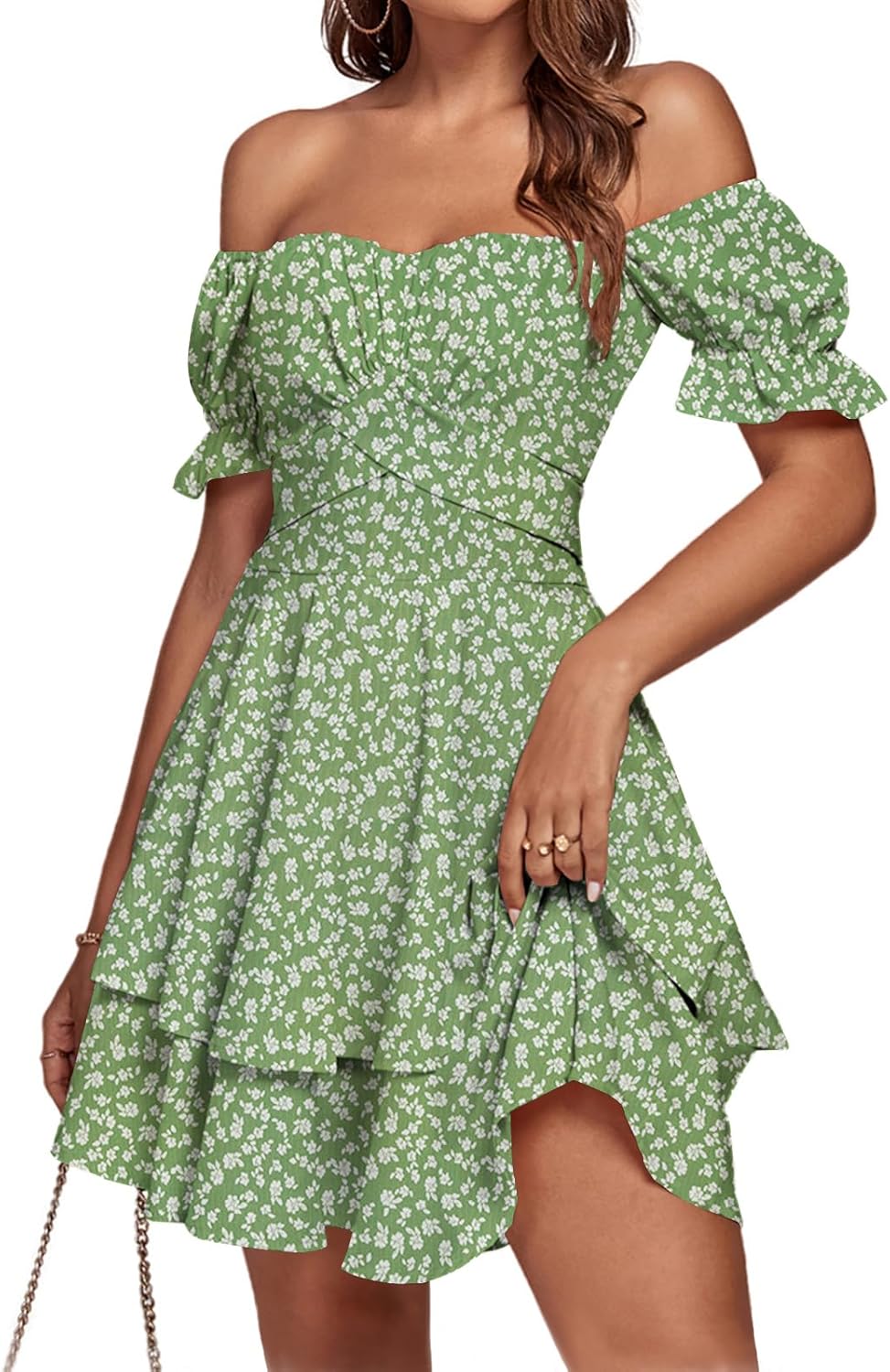 LYANER Women's Off Shoulder Ruffle Mini Dress for Every Occasion