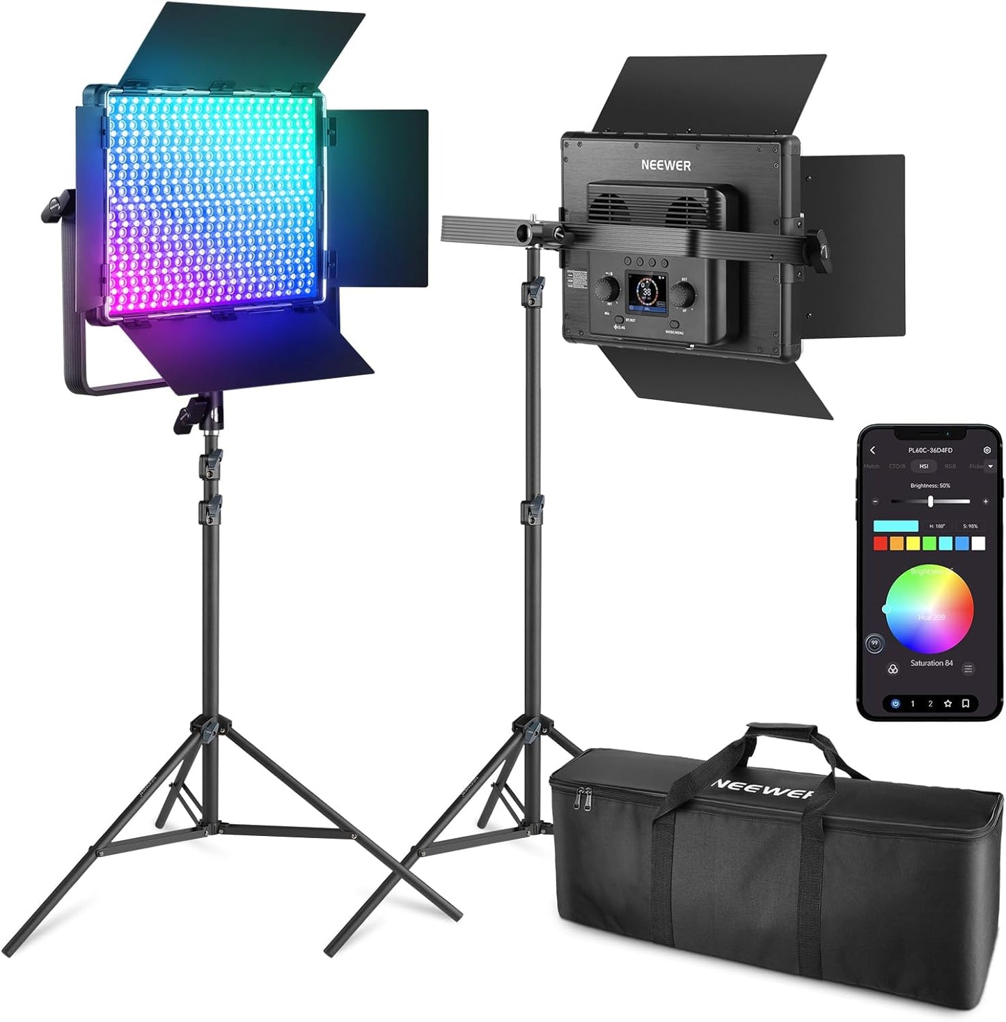 NEEWER PL60C RGB LED Panel Light Kit for Pro Photography