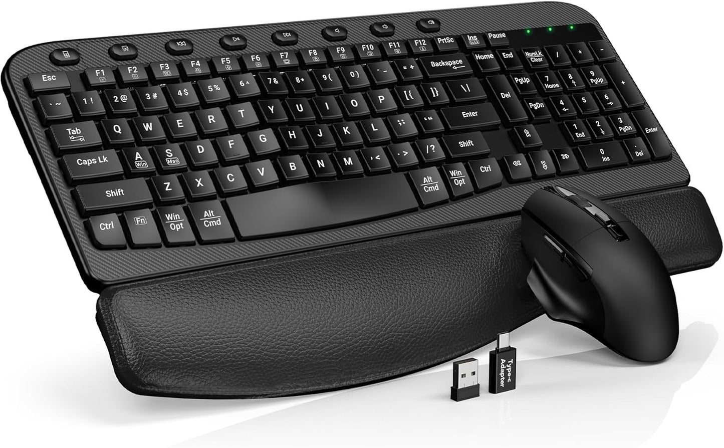 Wireless Keyboard and Mouse Combo with Ergonomic Wave Design