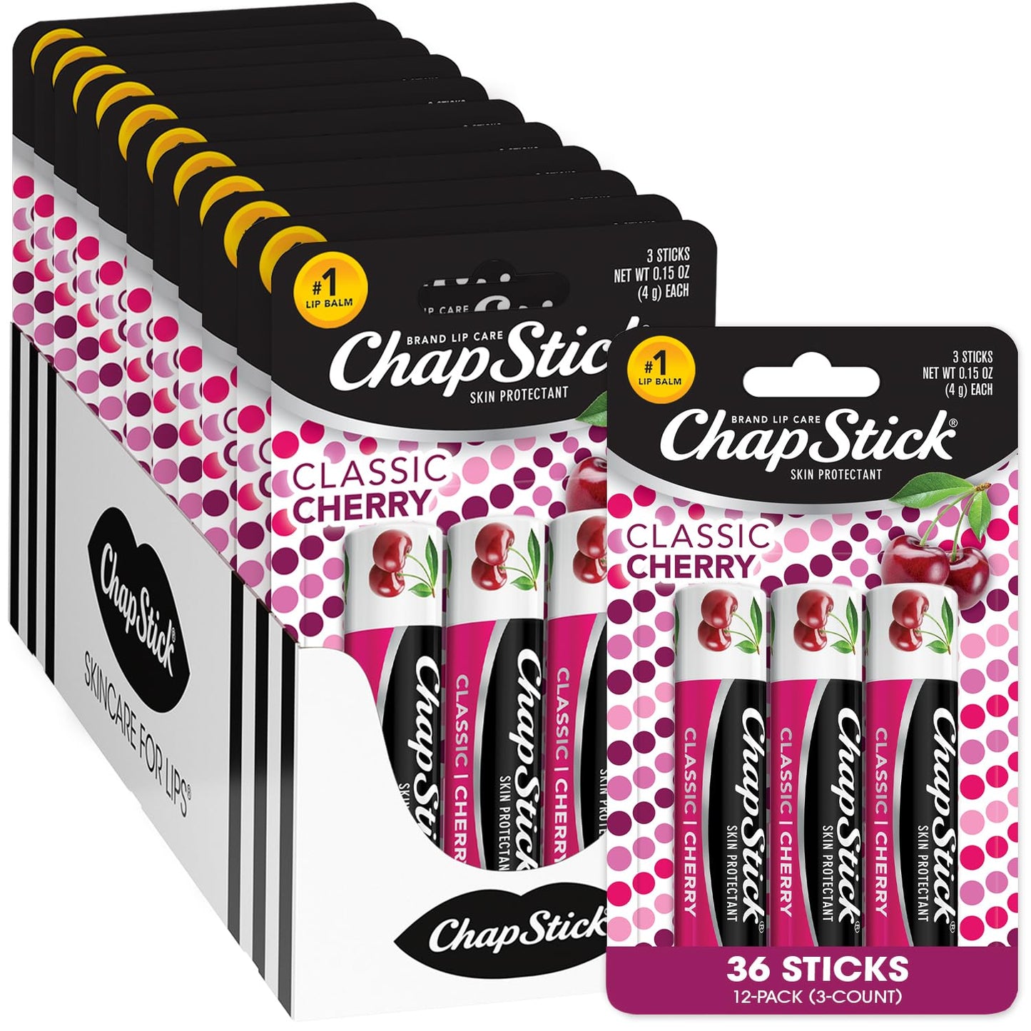 Classic Cherry ChapStick Lip Balm 3-Packs for Soft Lips