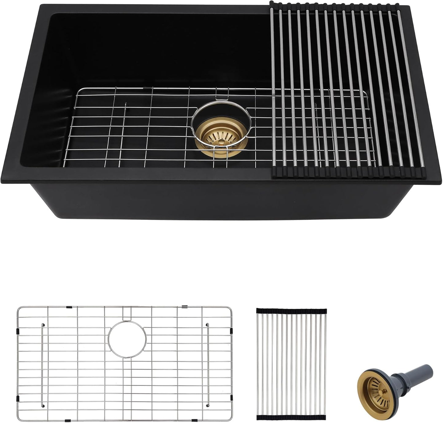 33 Granite Composite Kitchen Sink - Durable Matte Black Basin