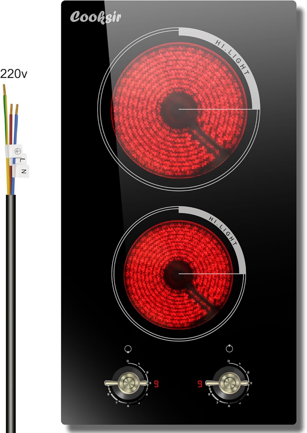 2 Burner Electric Cooktop with 9 Power Levels for Versatile Cooking