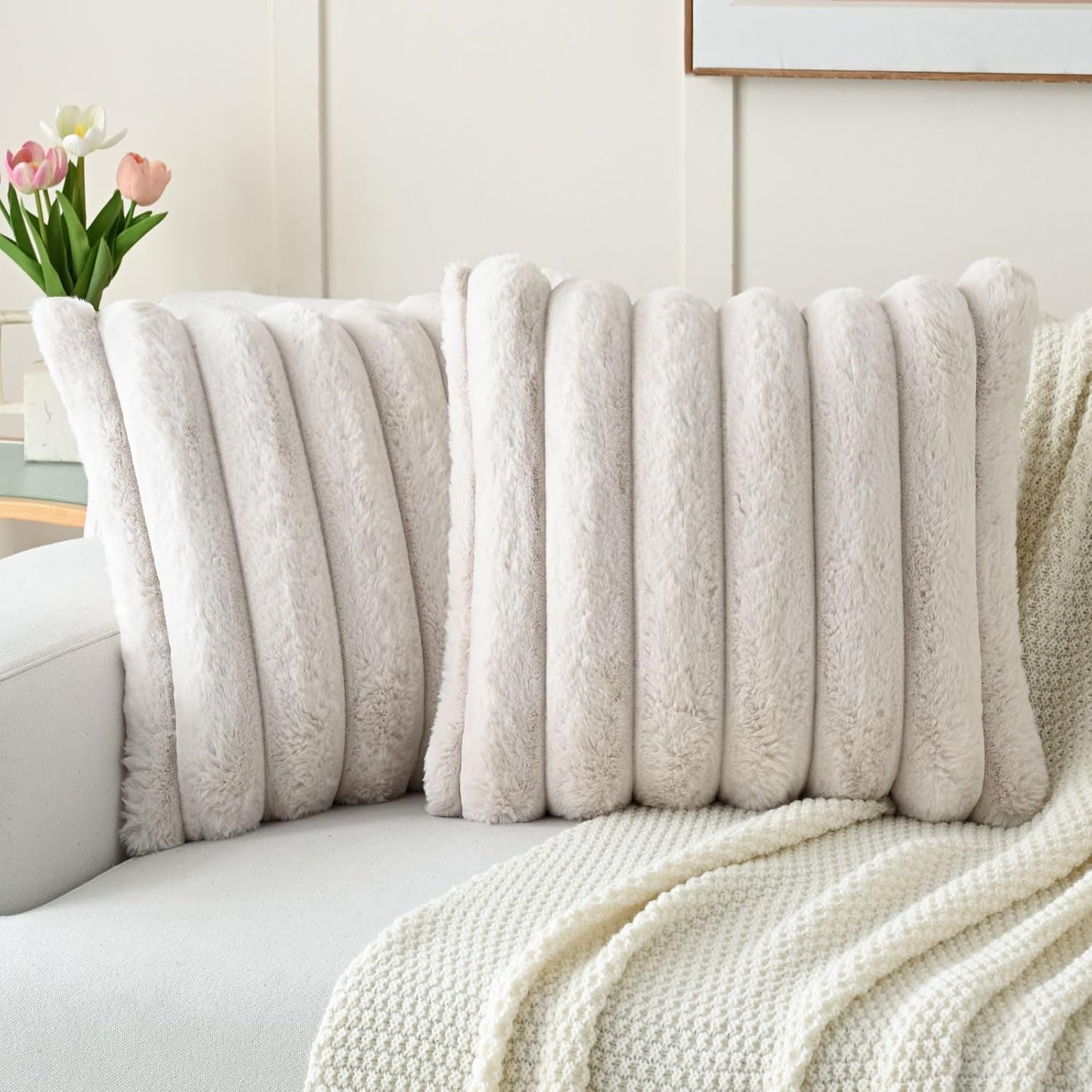 FUTEI Beige Decorative Throw Pillow Covers for Elegant Home Decor