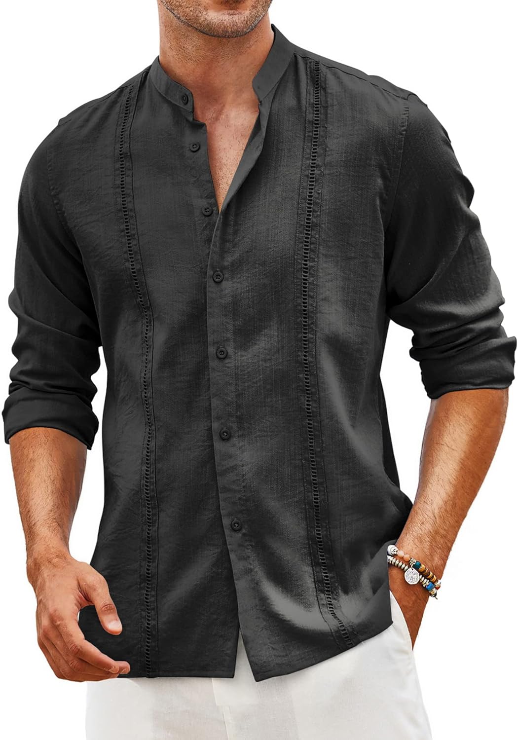 COOFANDY Men's Cuban Guayabera Shirt for Summer Beach Wear