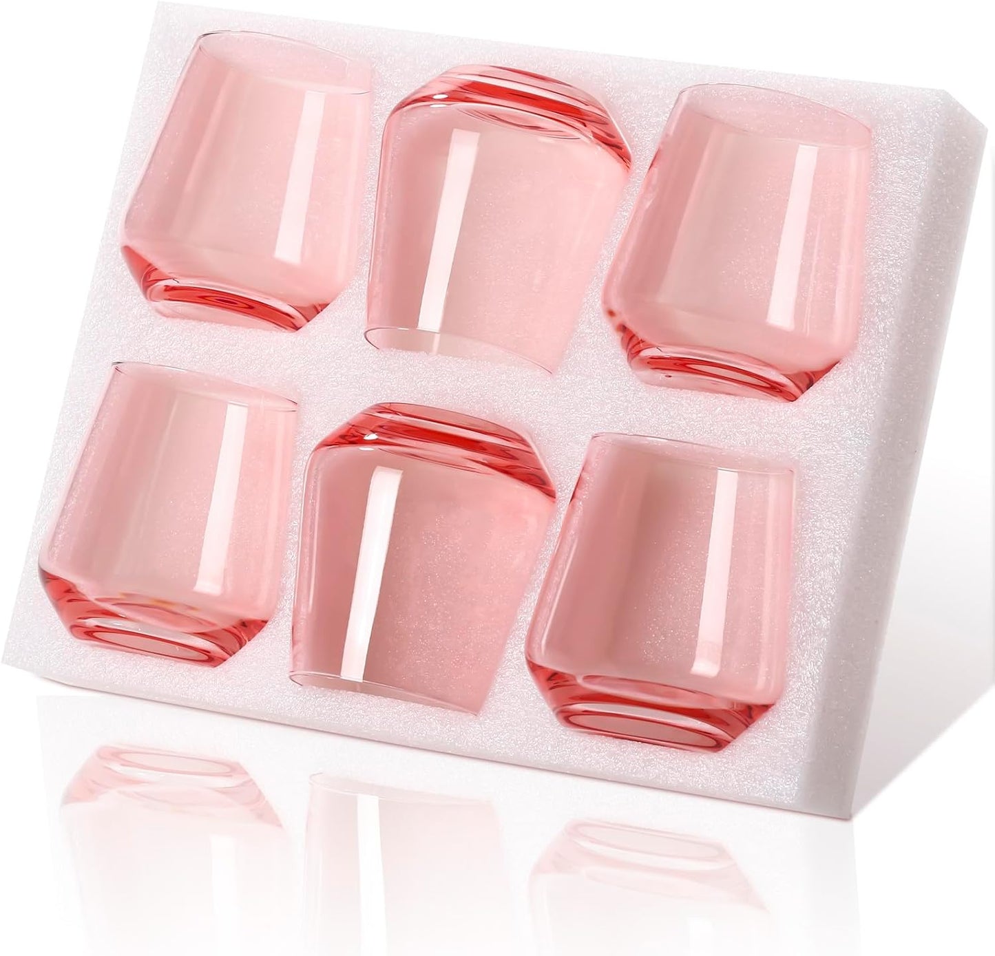 Physkoa Pink Stemless Wine Glasses Set of 6 for Elegant Gatherings