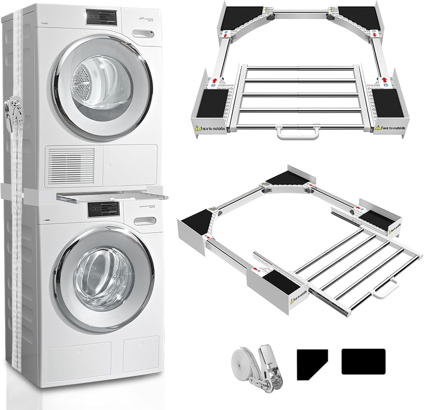 Universal Washer Dryer Stacking Kit with Pull Out Drying Rack