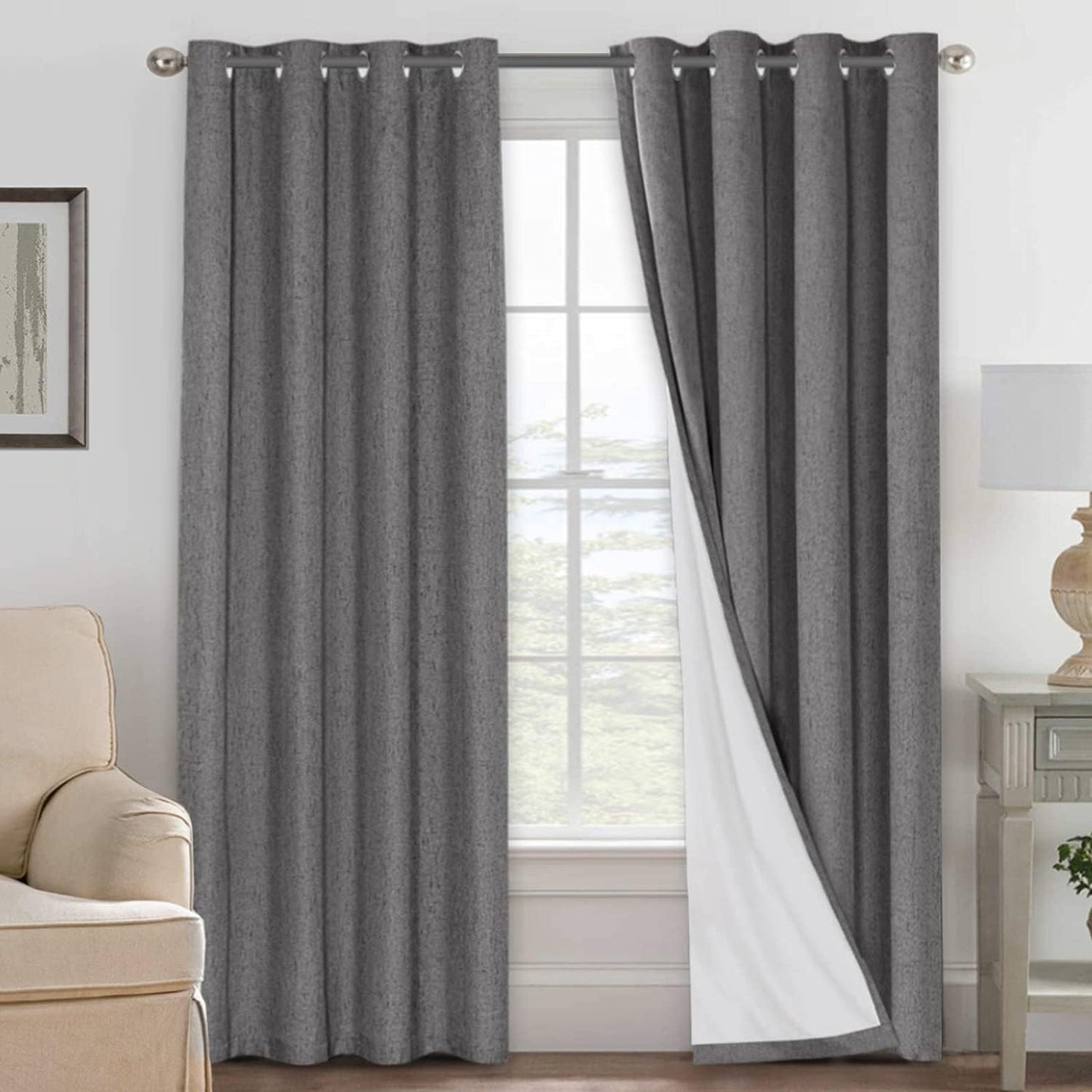 H.VERSAILTEX Linen Blackout Curtains for Total Light Control