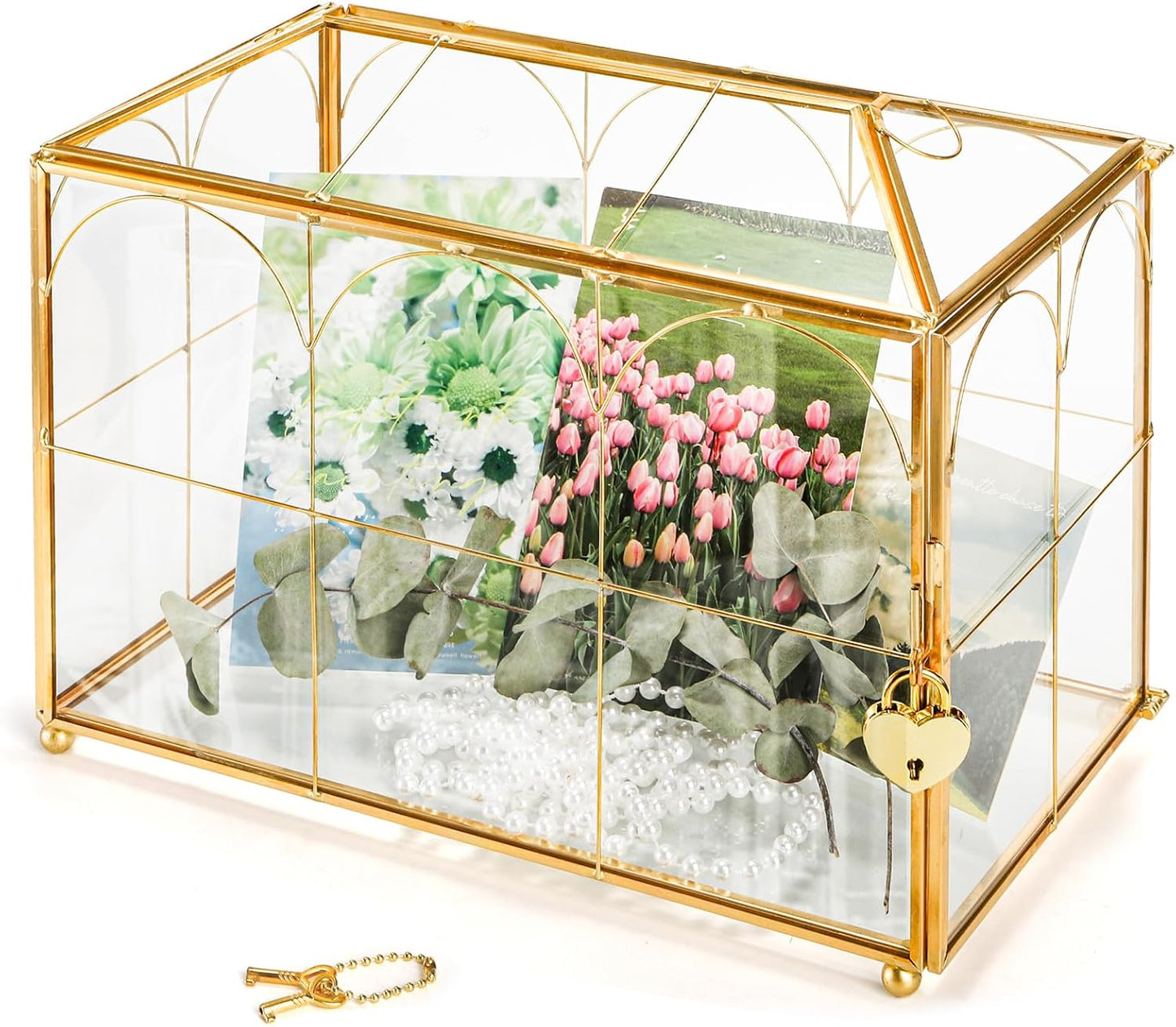 Elegant Gold Clear Card Box for Weddings and Special Events