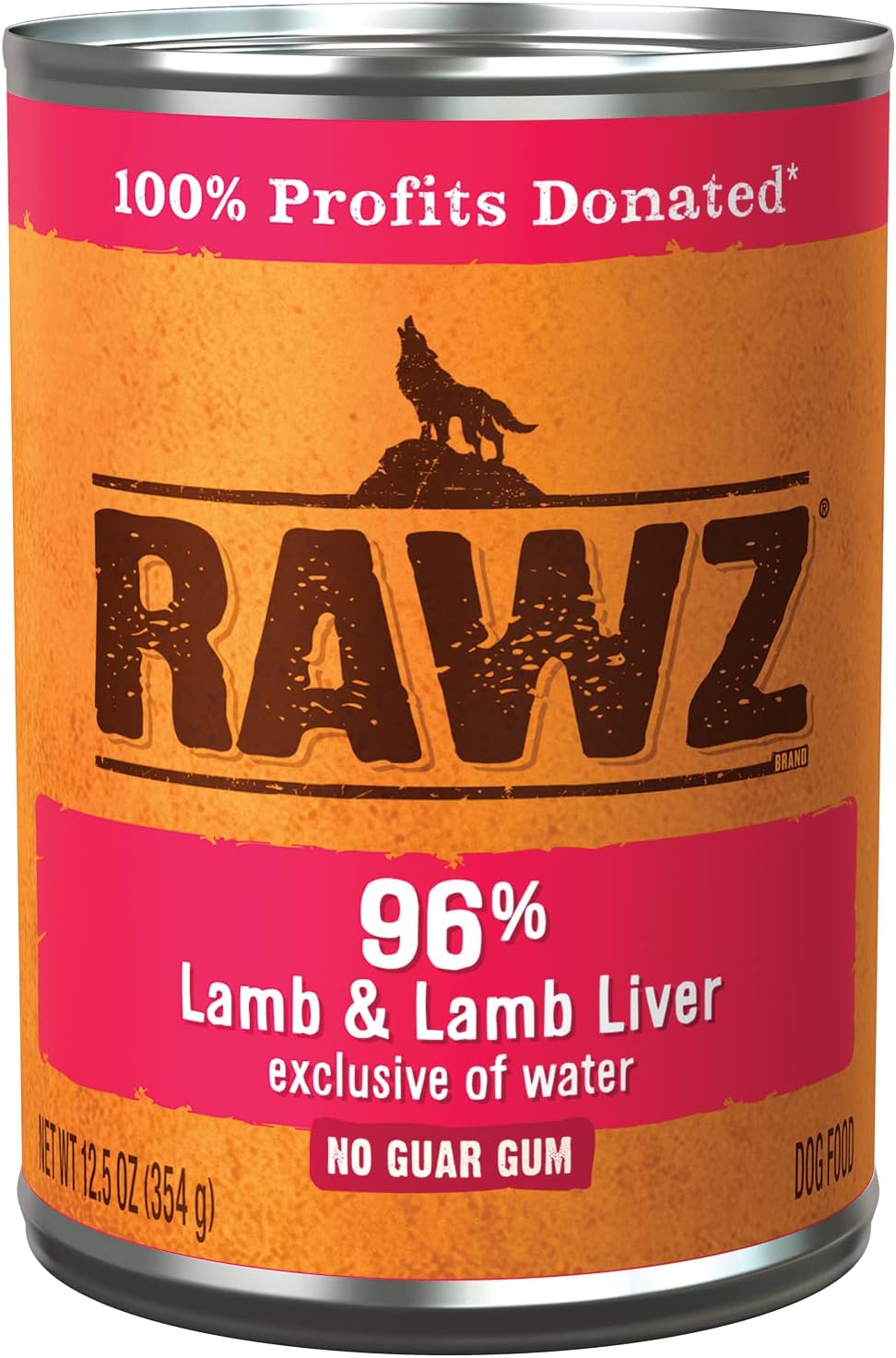 Rawz 96% Meat Canned Wet Dog Food - Lamb & Liver 12 Pack