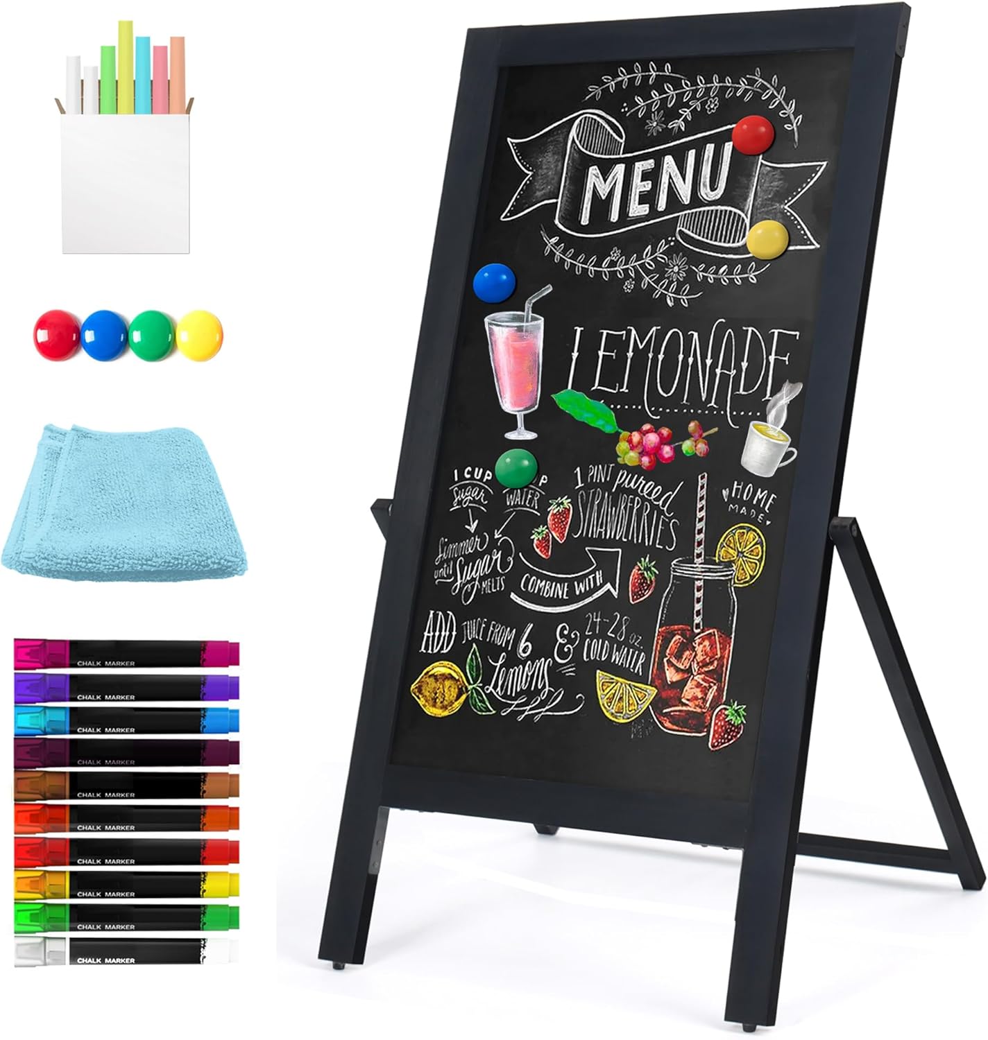 Double Sided Magnetic Chalkboard Easel Sign for Business Use