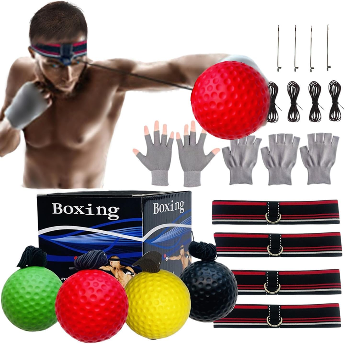 KANGHUANG Boxing Reflex Ball Headband Set - Ultimate Reaction Training Kit