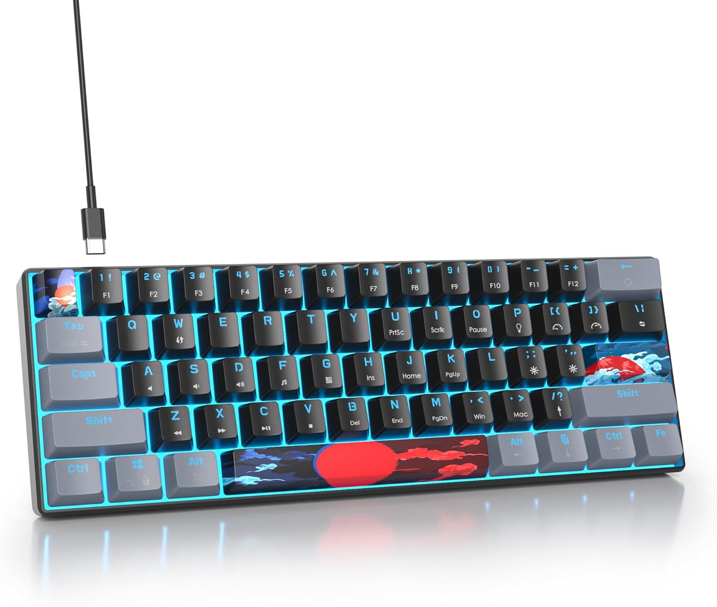 Compact RGB Gaming Keyboard with Red Switch for Mac/Win