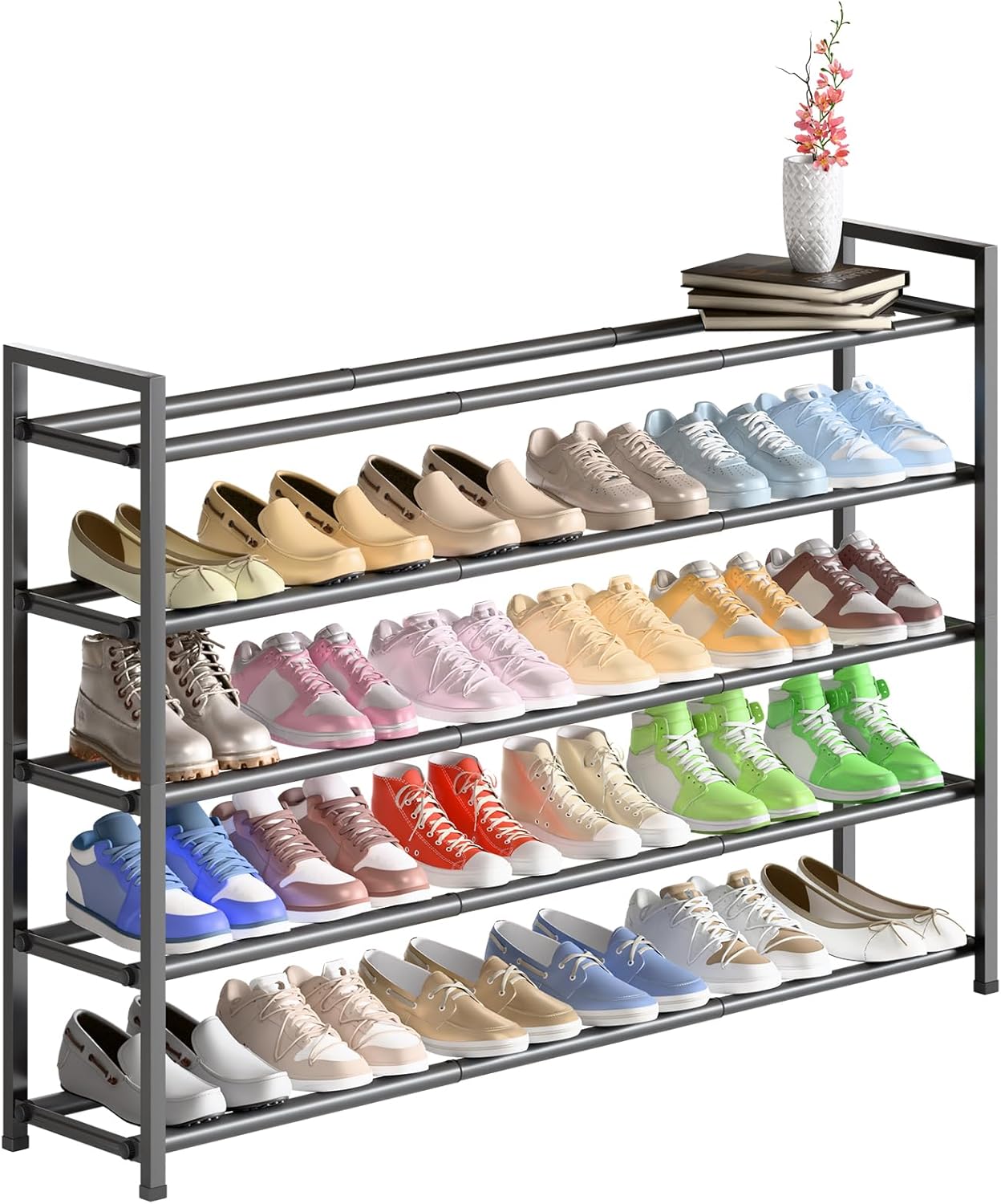 Expandable Shoe Rack for Closet - 5-Tier Adjustable Organizer