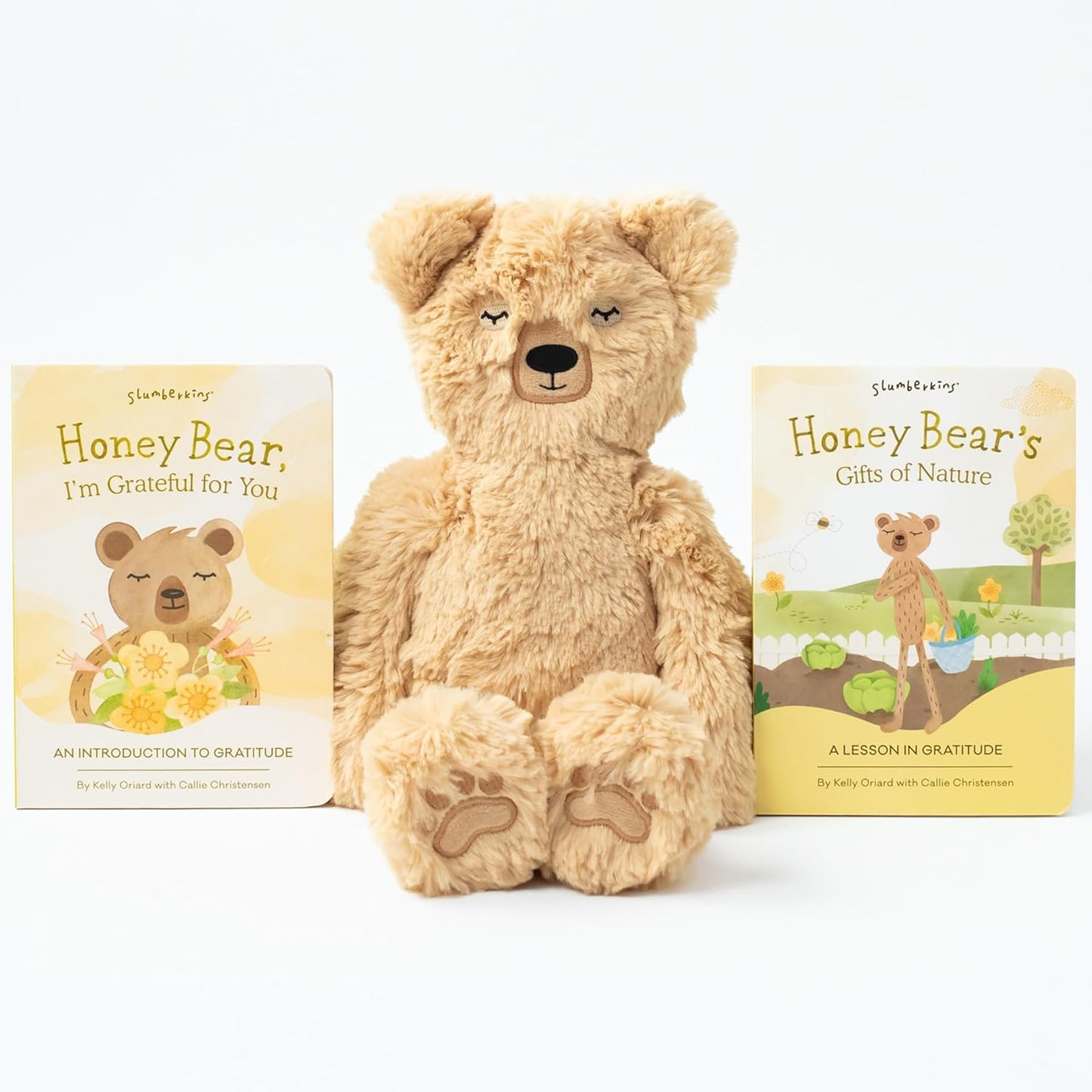 Slumberkins Honey Bear Kin Bundle with Board Books for Kids