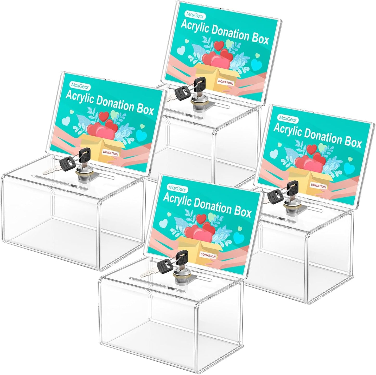 MaxGear Acrylic Donation Box with Lock for Voting and Charity