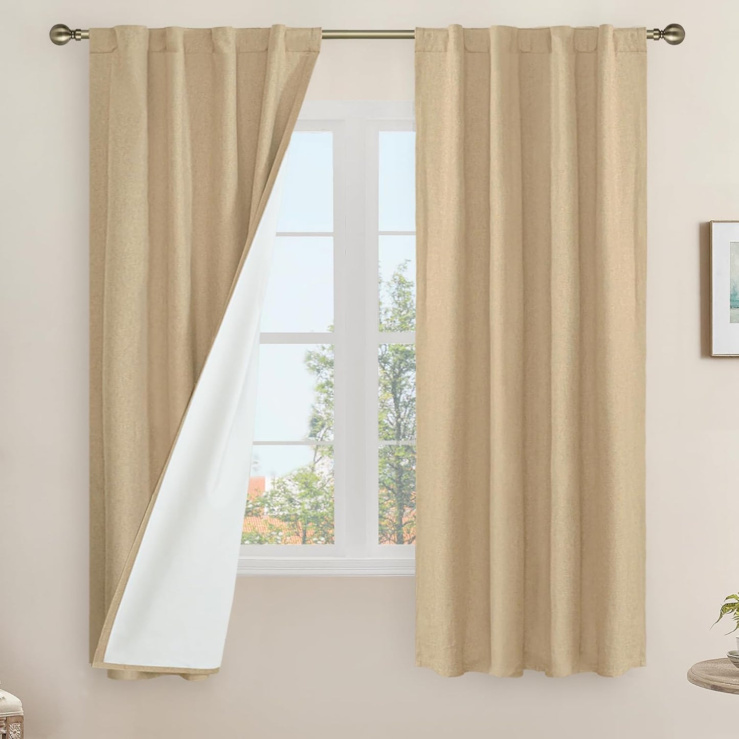 LAMIT Natural 100% Blackout Linen Curtains for Elegant Spaces