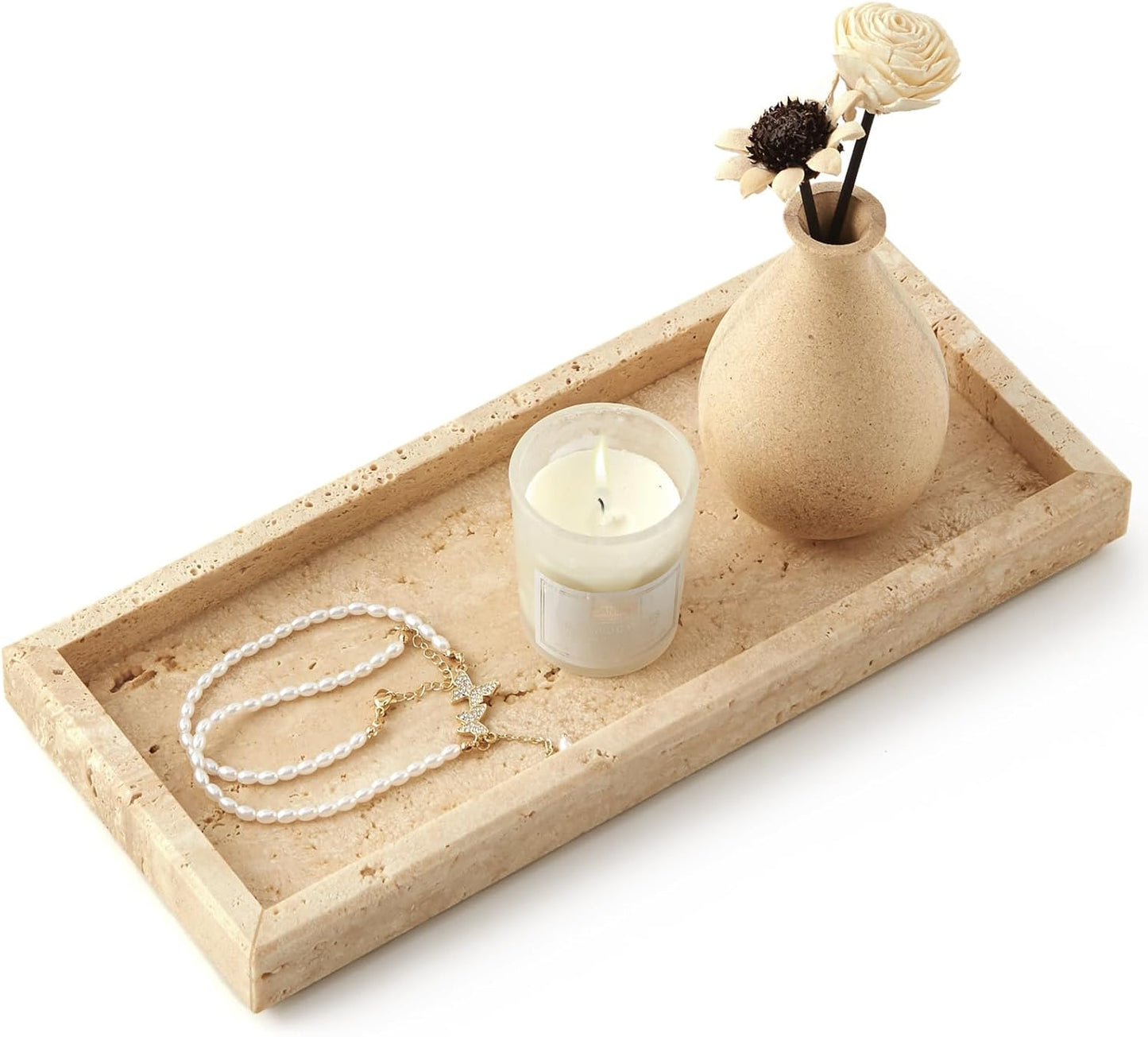 Real Natural Small Marble Tray for Bathroom and Home Decor