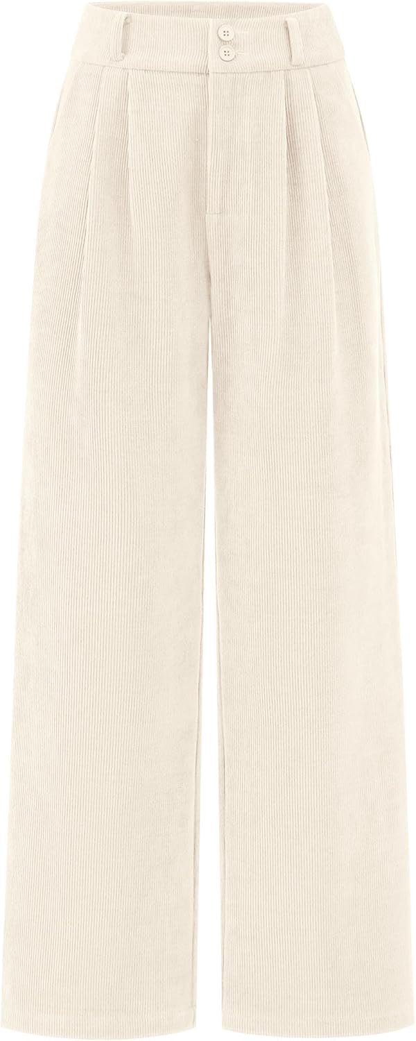 KIRUNDO Corduroy Pants Women High Waisted Wide Leg Trousers
