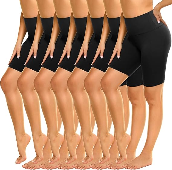 ZOOSIXX High Waisted Biker Shorts for Women - 7 Pack Yoga Shorts