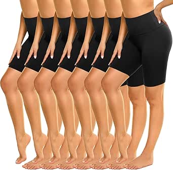 High Waisted Biker Shorts for Women - 7 Pack Athletic Shorts