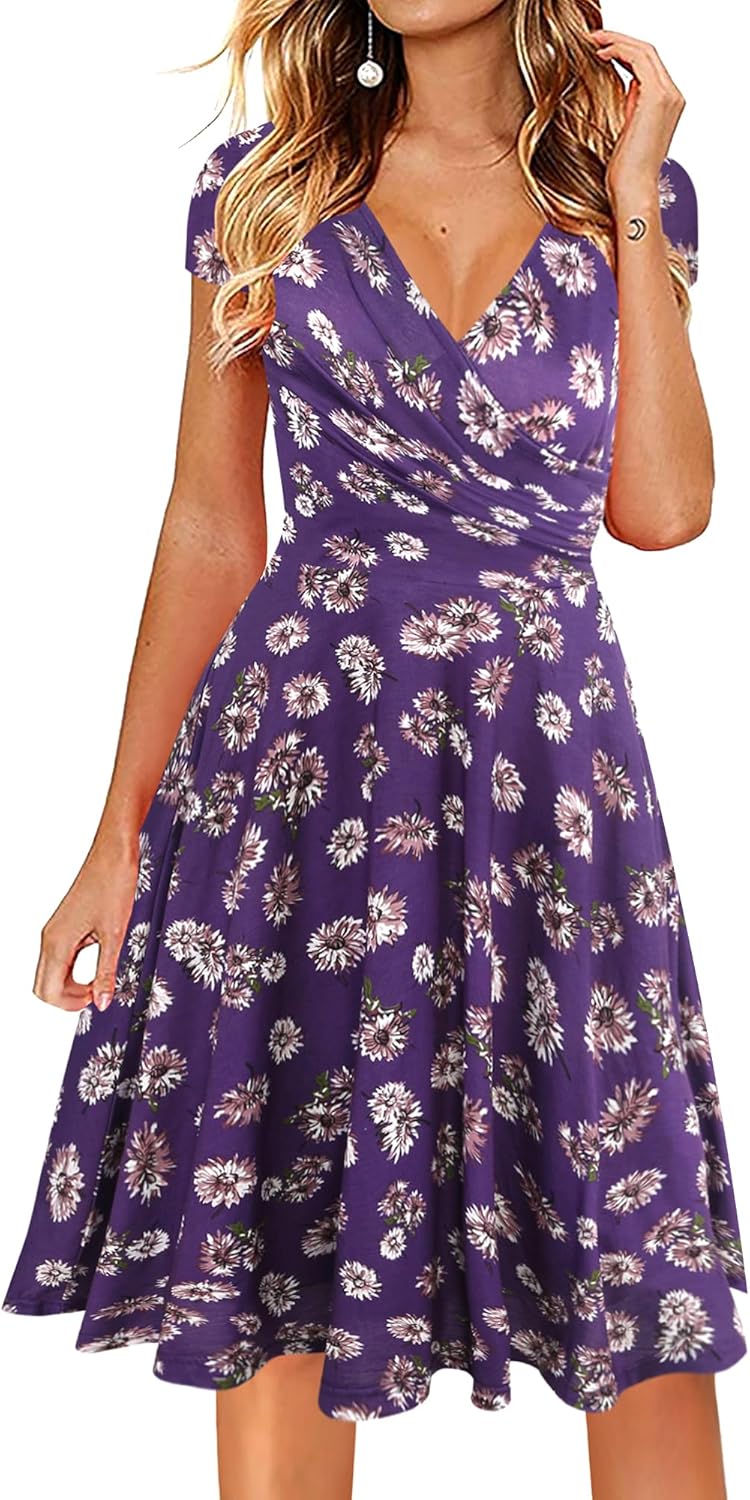 Oxiuly Women's Cap Sleeve Summer Casual Dress for Every Occasion