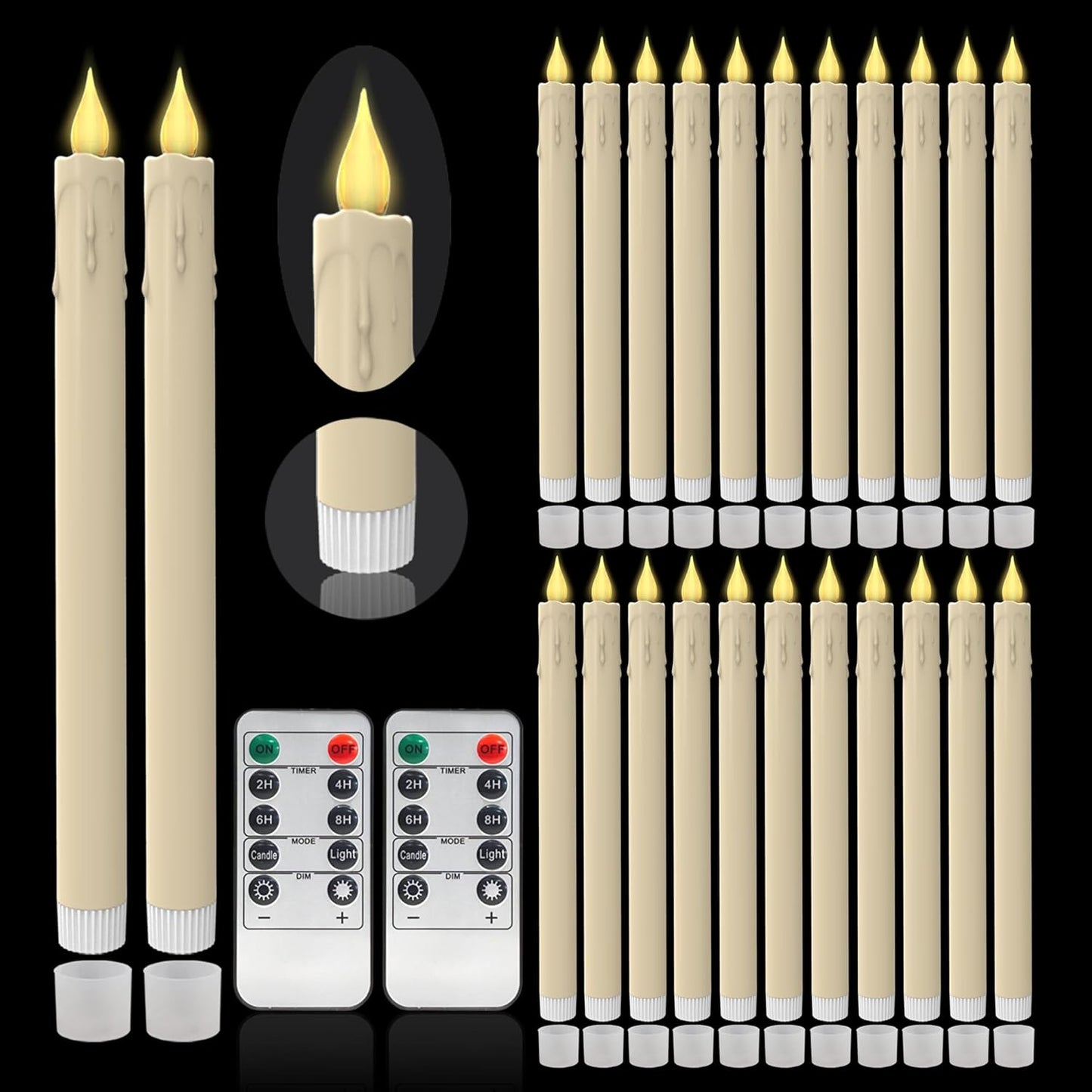 LED Flameless Taper Candles Set of 24 for Holiday Decor