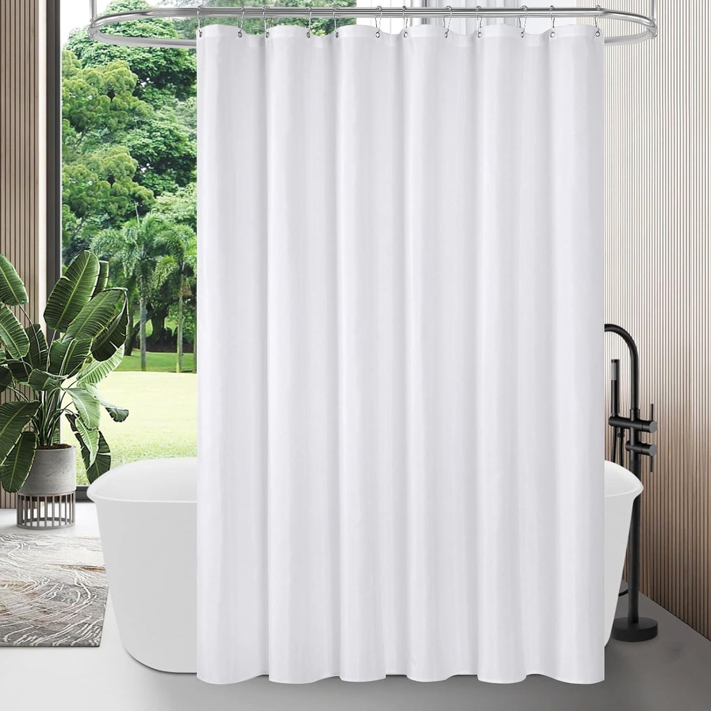 Waterproof Fabric Shower Curtain - Modern Neutral Design