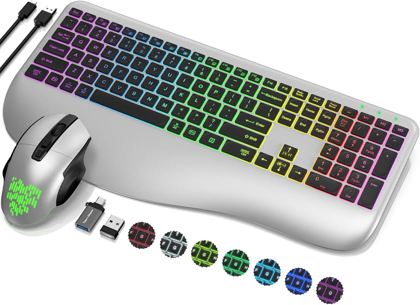 Rechargeable Backlit Keyboard & Mouse Set with Silent Keys