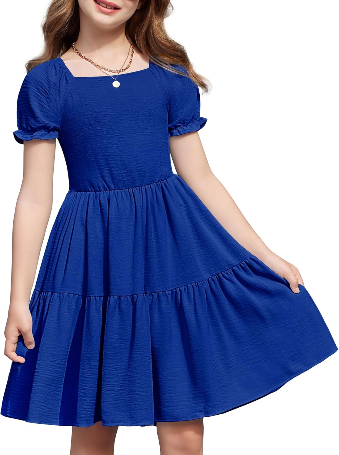 Arshiner Girls Summer Dress with Tie Back and Pockets for Fun