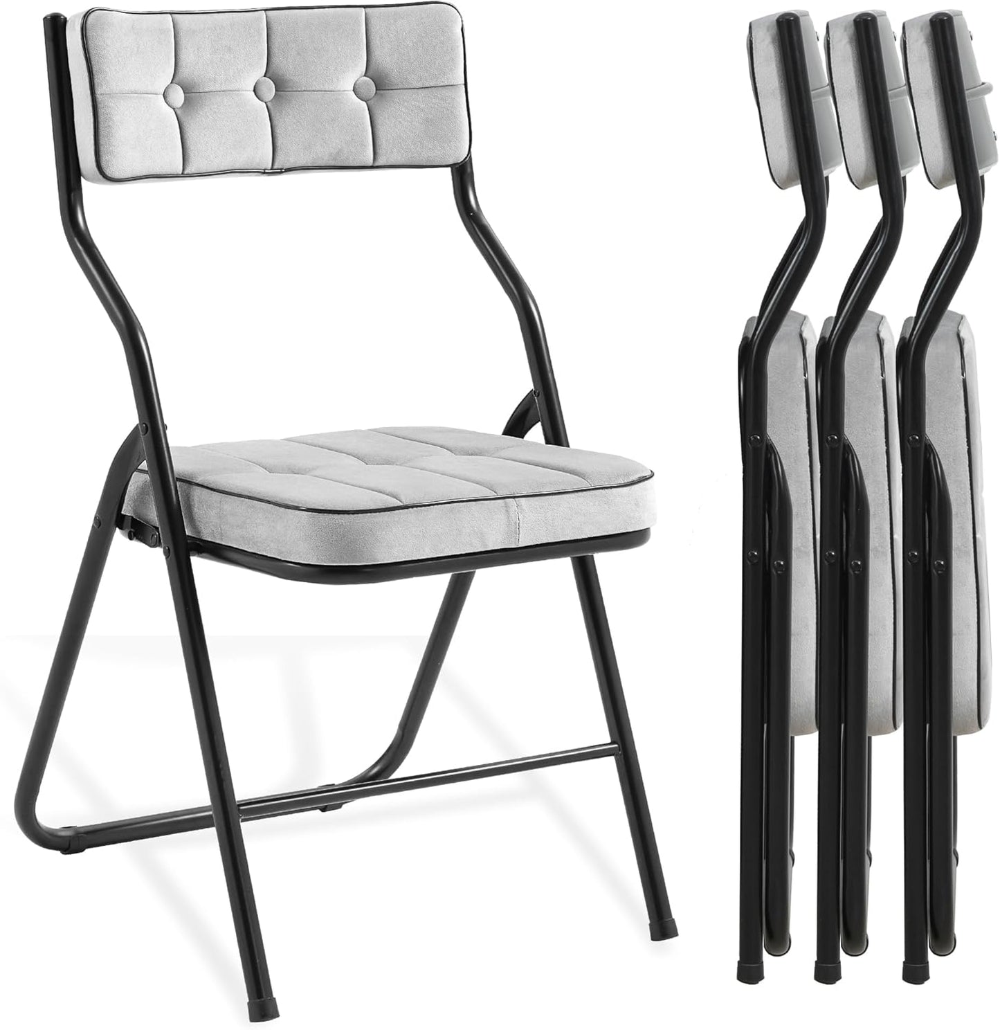 HOMEFUN Padded Folding Chairs 4 Pack for Dining and Events