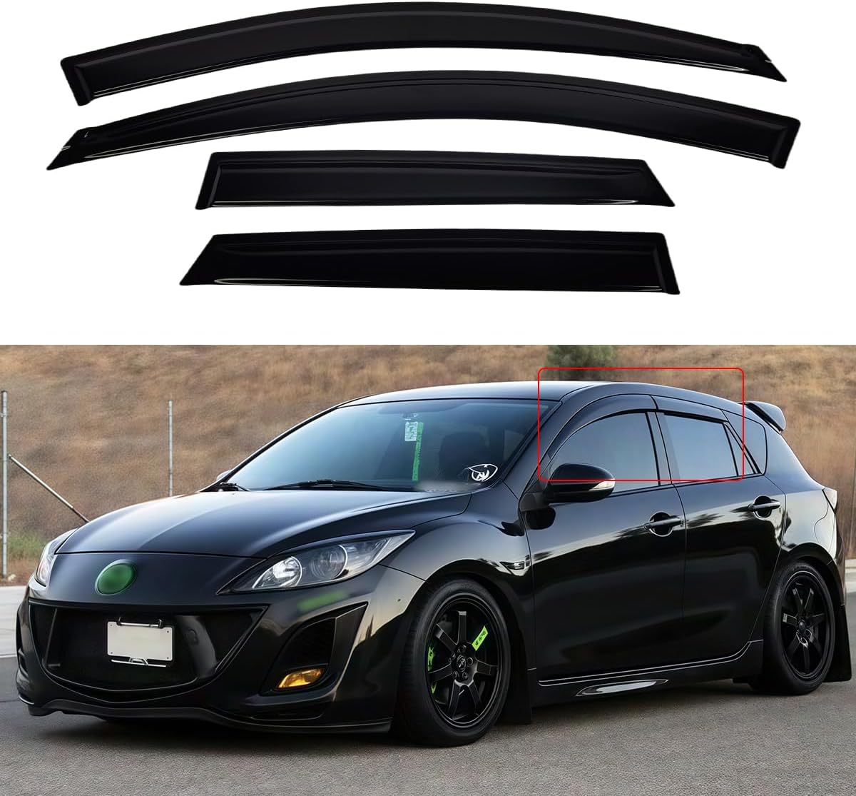 Window Visors for 2010-2013 Mazda 3 Hatchback - Rain Guards