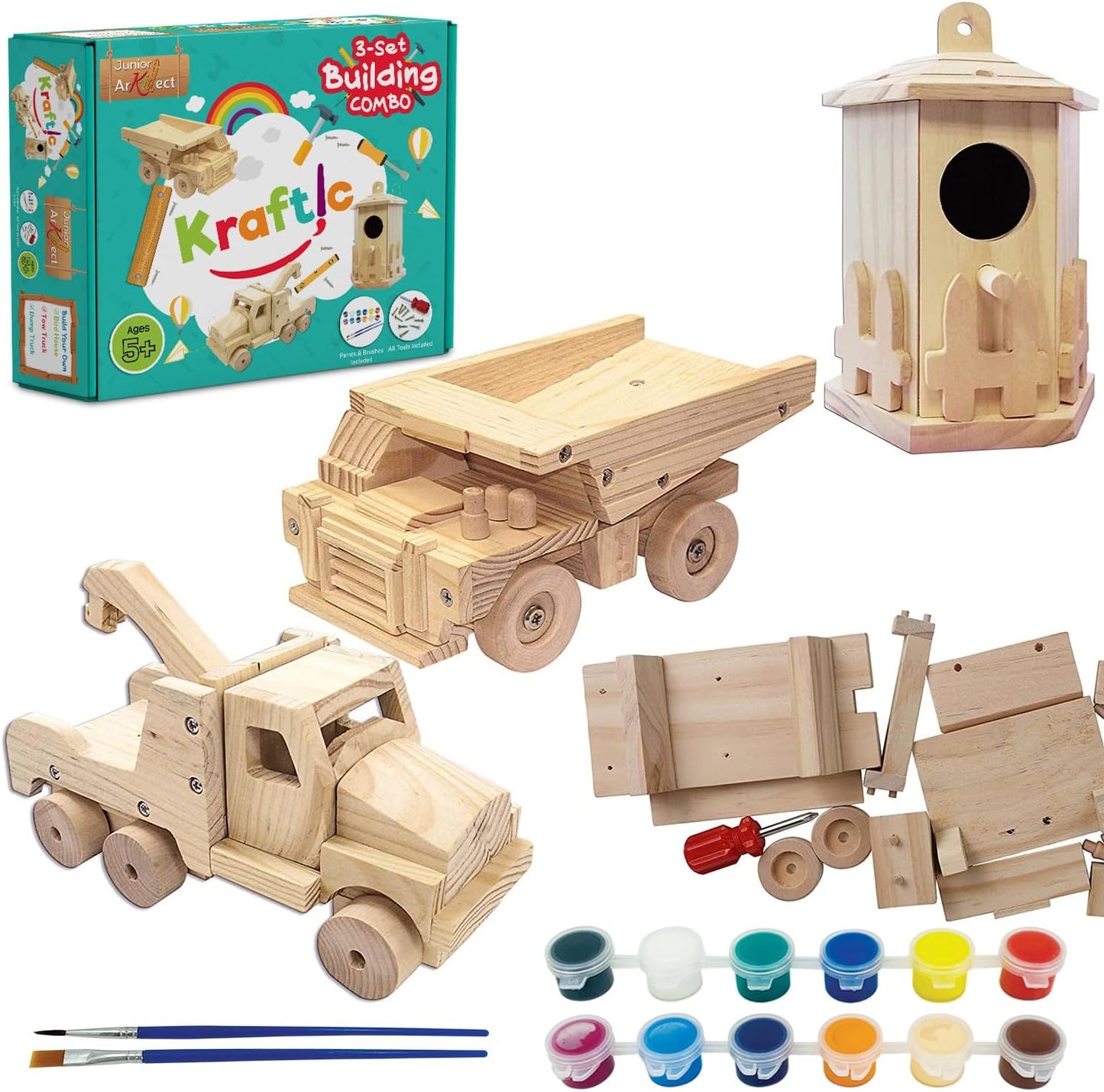 Kraftic Woodworking Building Kit for Kids - DIY Carpentry Fun
