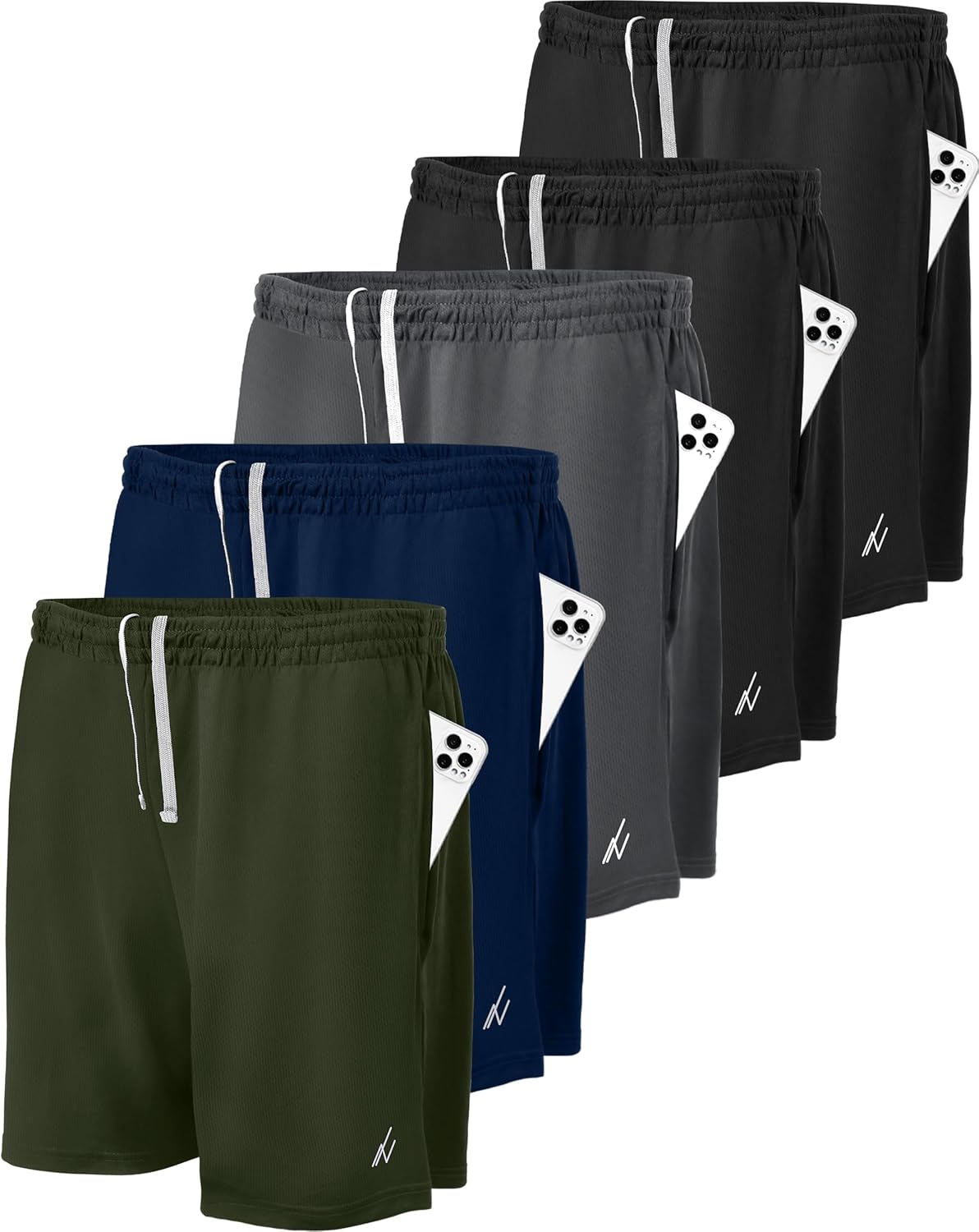 Men's Athletic Shorts 5 Pack Quick Dry Lightweight Running Gear