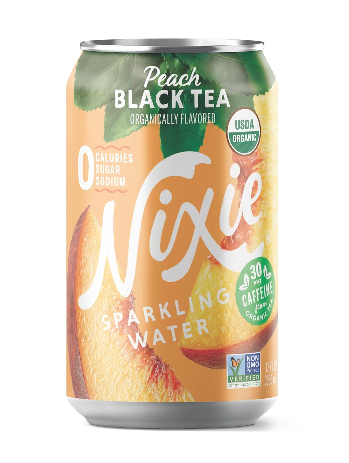 Nixie Sparkling Water Peach Black Tea Lightly Caffeinated 24 Pack